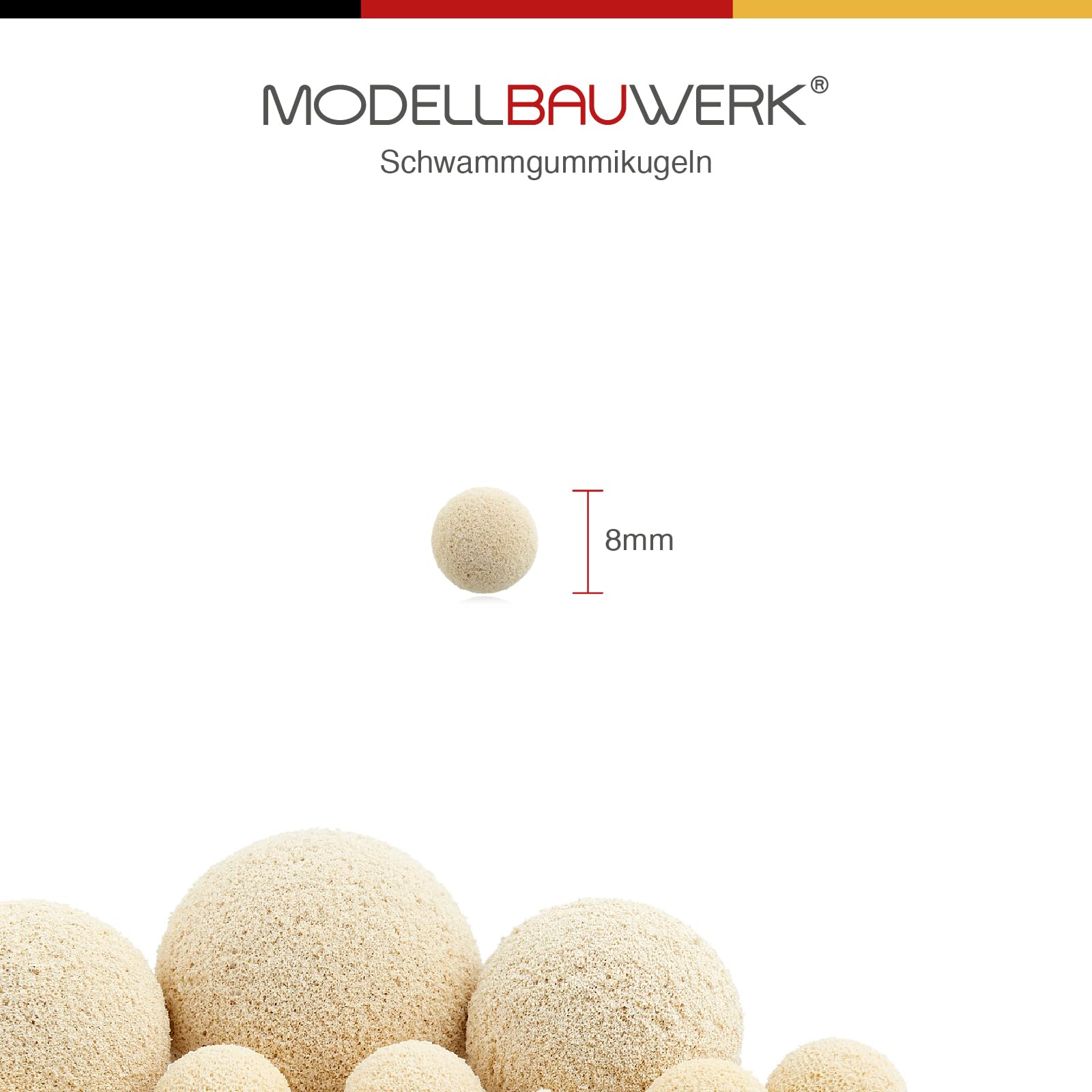 Modellbauwerk Sponge Rubber Ball (8 mm), Cream, ab 6mm - Image 2