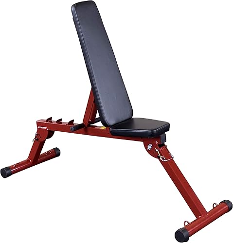 Best Fitness Banco de pesas ajustable plano para gimnasio en casa, banco de entrenamiento de levantamiento de pesas plegable inclinado, equipo de