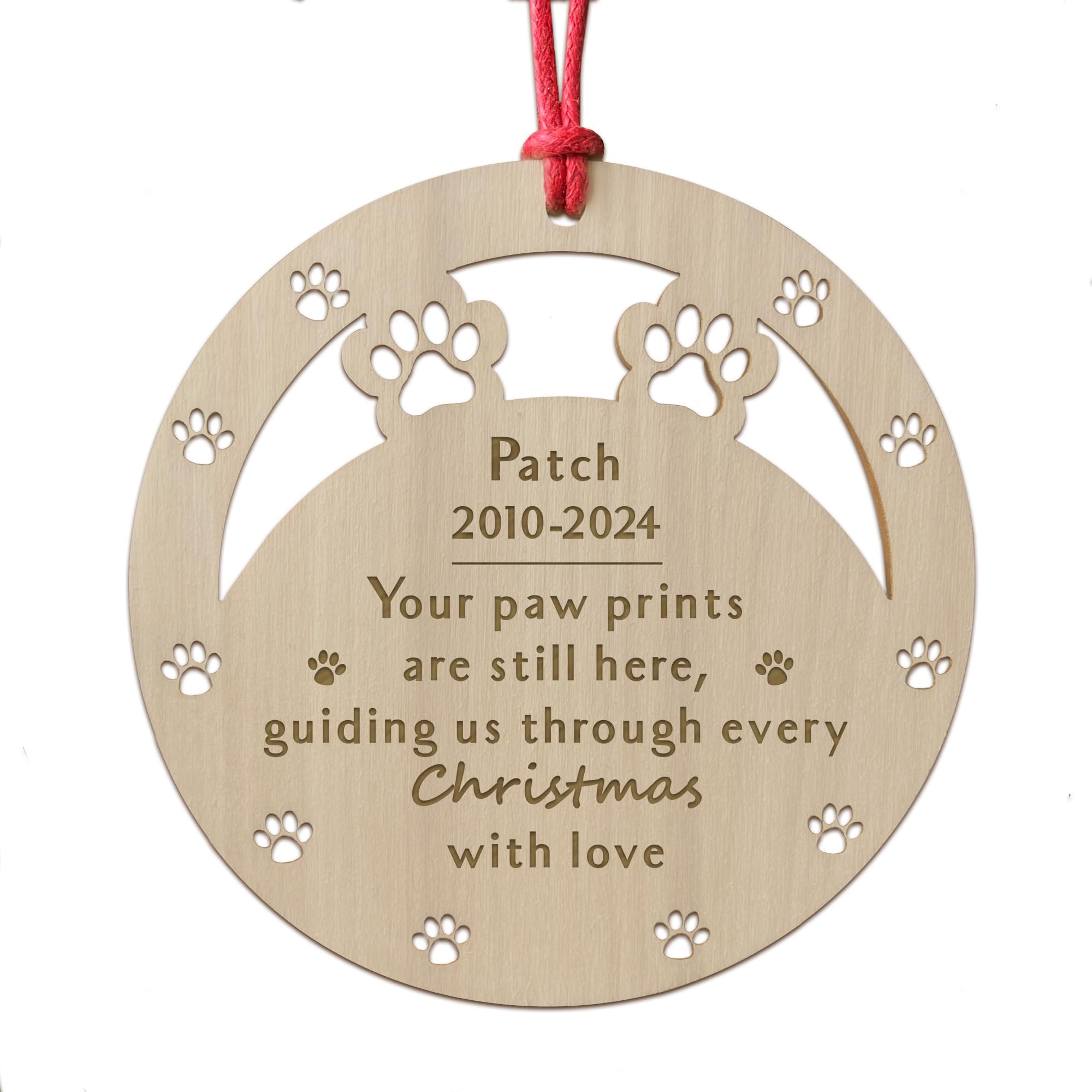 Red Ocean Personalised Dog Memorial Christmas Tree Decoration Engraved Wooden Bauble Gift Remembrance For Dog Cat Pet In Memory Gift For Family Christmas Tree Bauble Keepsake