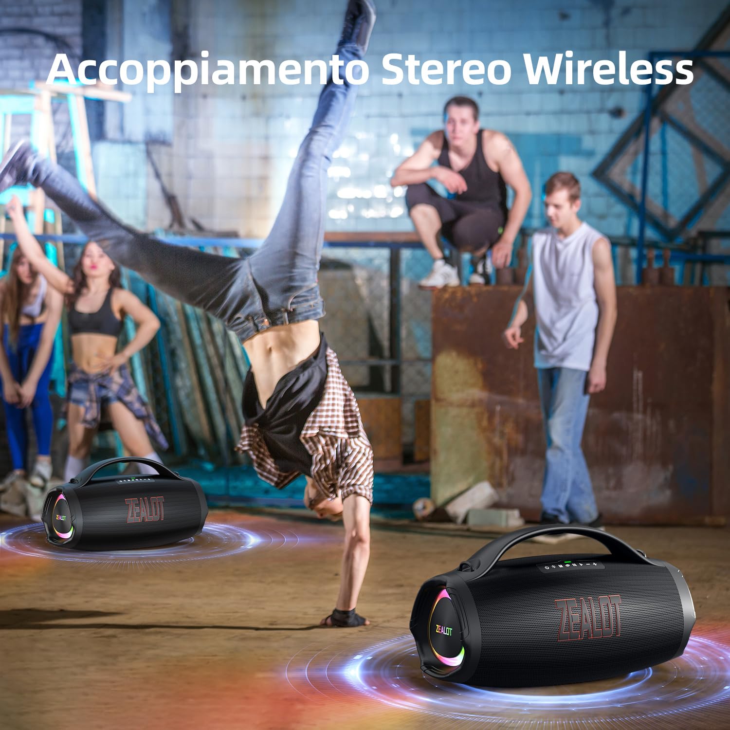 ZEALOT Cassa Bluetooth Portatile,200W Peak/160W RMS Wireless,Altoparlante Bluetooth con Bassi,36000 mAH,EQ/IPX6 Impermeabile/Ricarica Rapida,per Feste,All'aperto,Campeggio