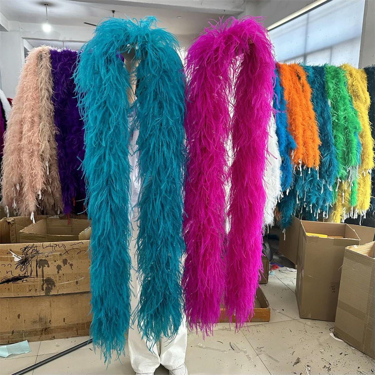 6PLY Boa di Struzzo Decorazioni per Abiti Accessori Abbigliamento in Edge Soffice Scialle Verde Boa di Struzzo 6 ply-25-6PLY 2M