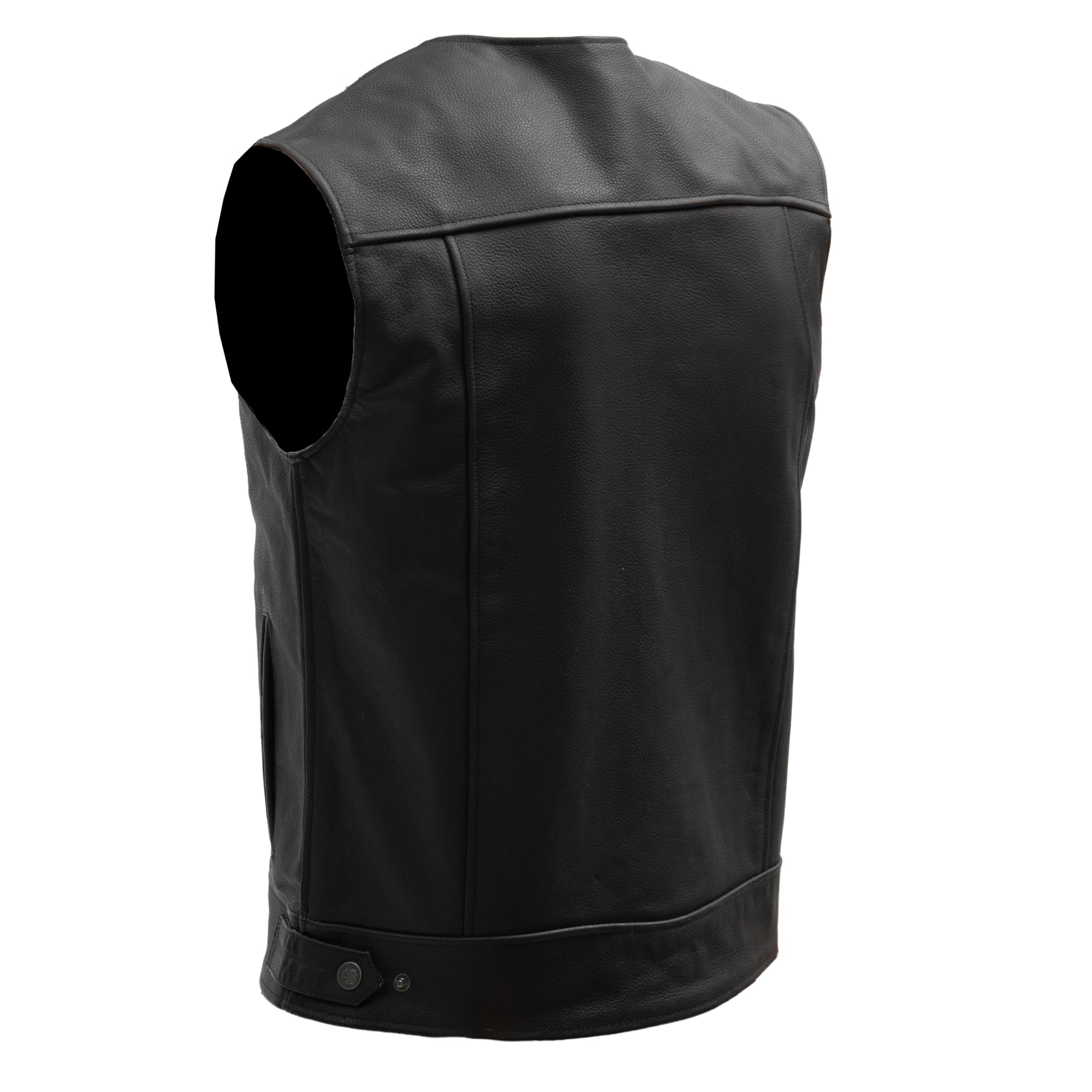 BROGER Blade Gilet da moto Uomo | Pelle | Spazio per stemmi e distintivi del club | Cerniera centrale | 6 tasche | Taglie fino alla 10XL