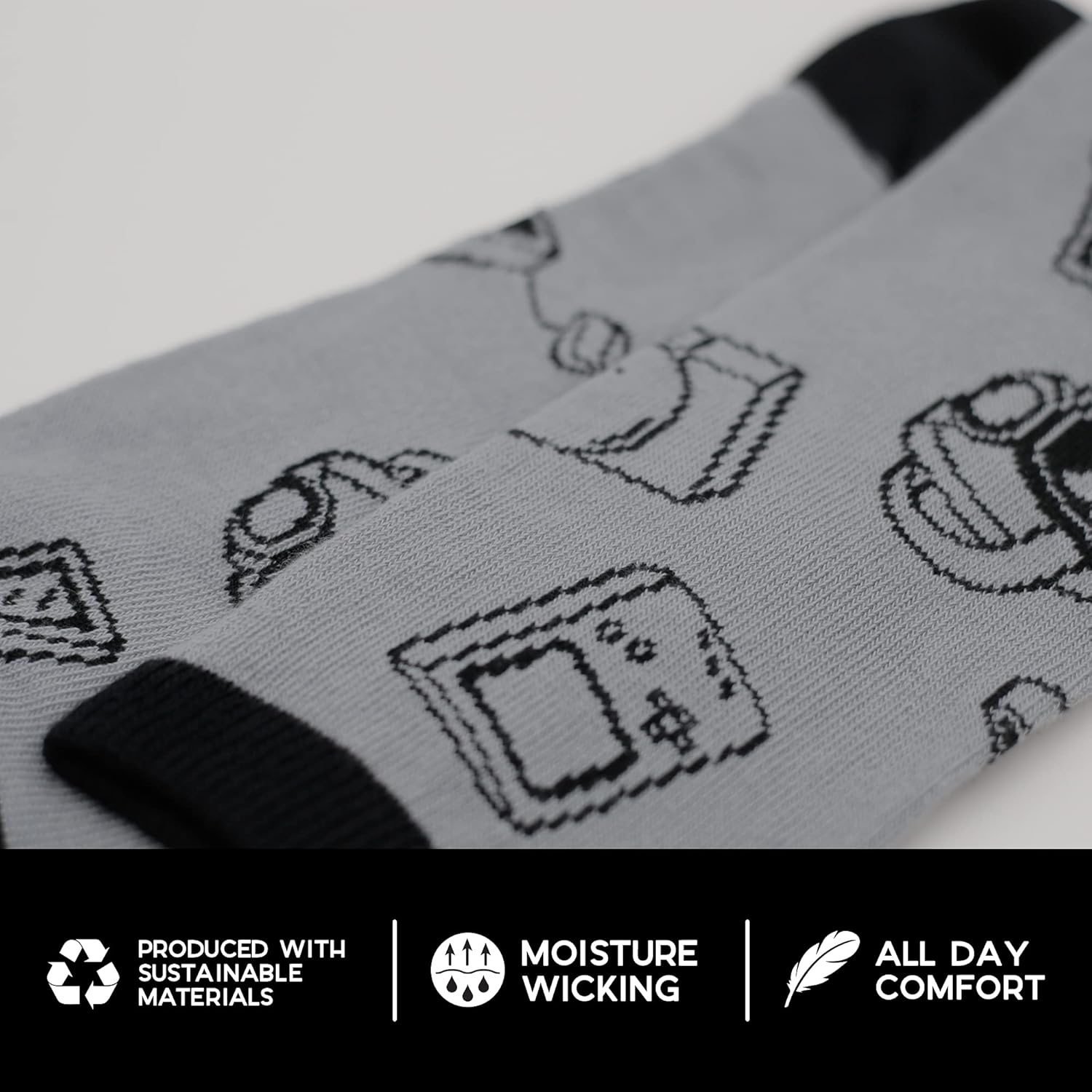 Socktastic mens Gaming - 2 Pack of Funny Novelty Socks, Casual Crew Fits Shoe Size 8-13 Socks, Vintage Gaming Controler, Large US - Image 2