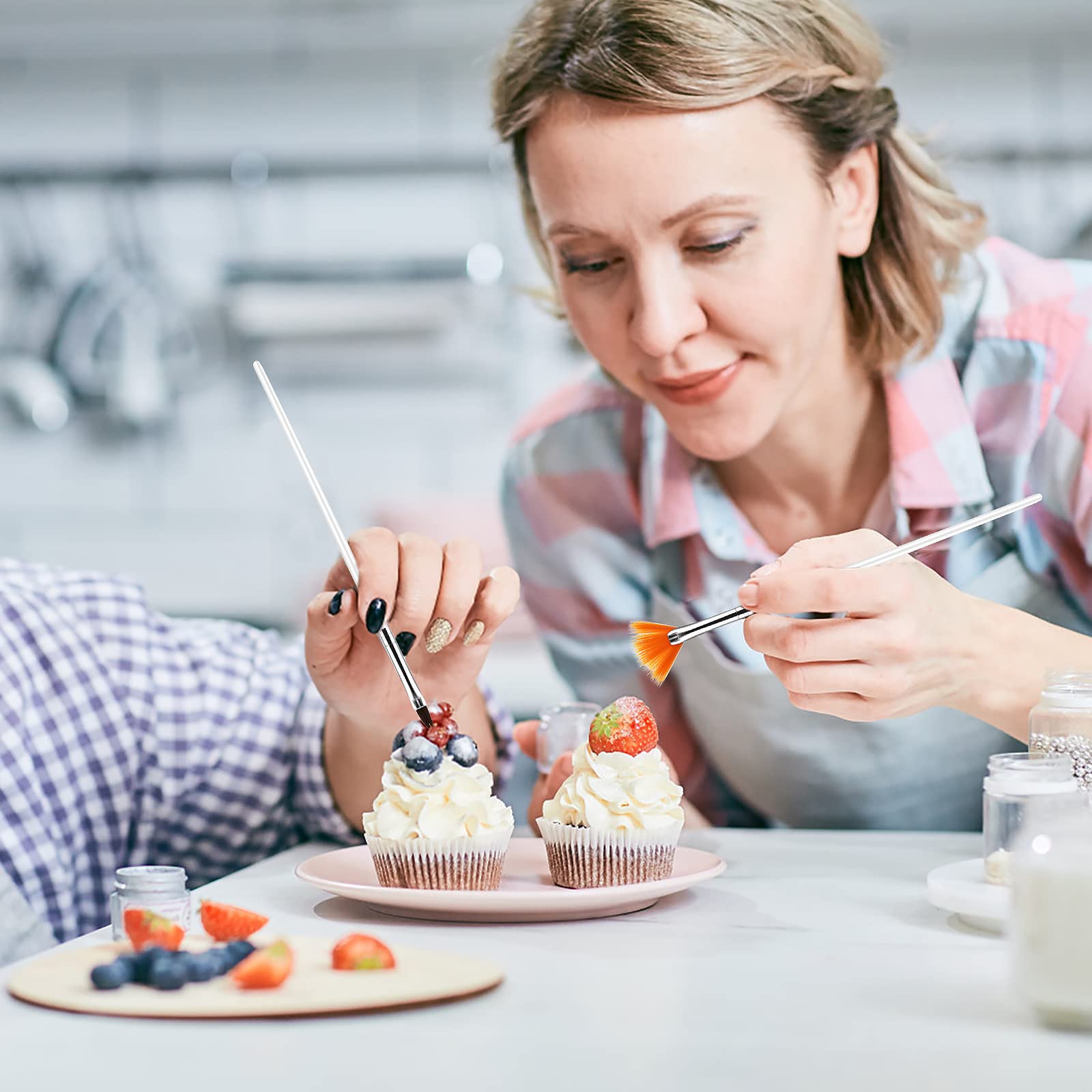 Kit De 15 Pinceaux Décoration Gâteaux - Qualité Alimentaire | Pour Fondant, Biscuits, Nail Art | Noir