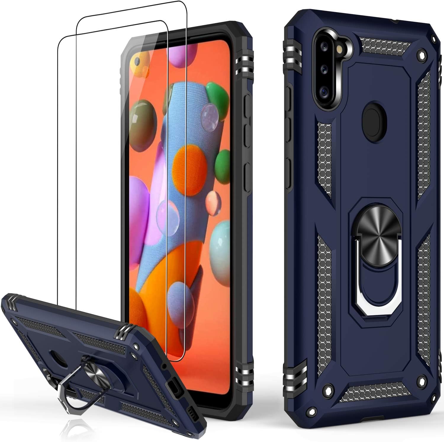 LUMARKE Galaxy A11 Case,Pass 16ft. Drop Tested Military Grade Cover with Magnetic Ring Kickstand Compatible with Car Mount Holder,Protective Phone Case for Samsung Galaxy A11 Blue