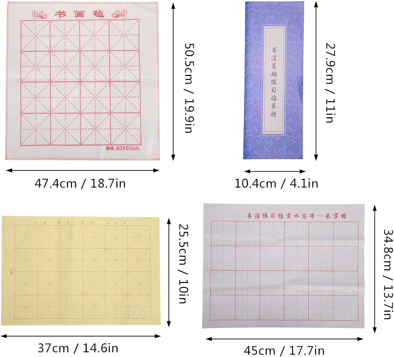 初心者向け書道ブラシセット、柔らかい毛、多用途、竹紙、耐久性のある素材、鮮やかな色のインクパッド