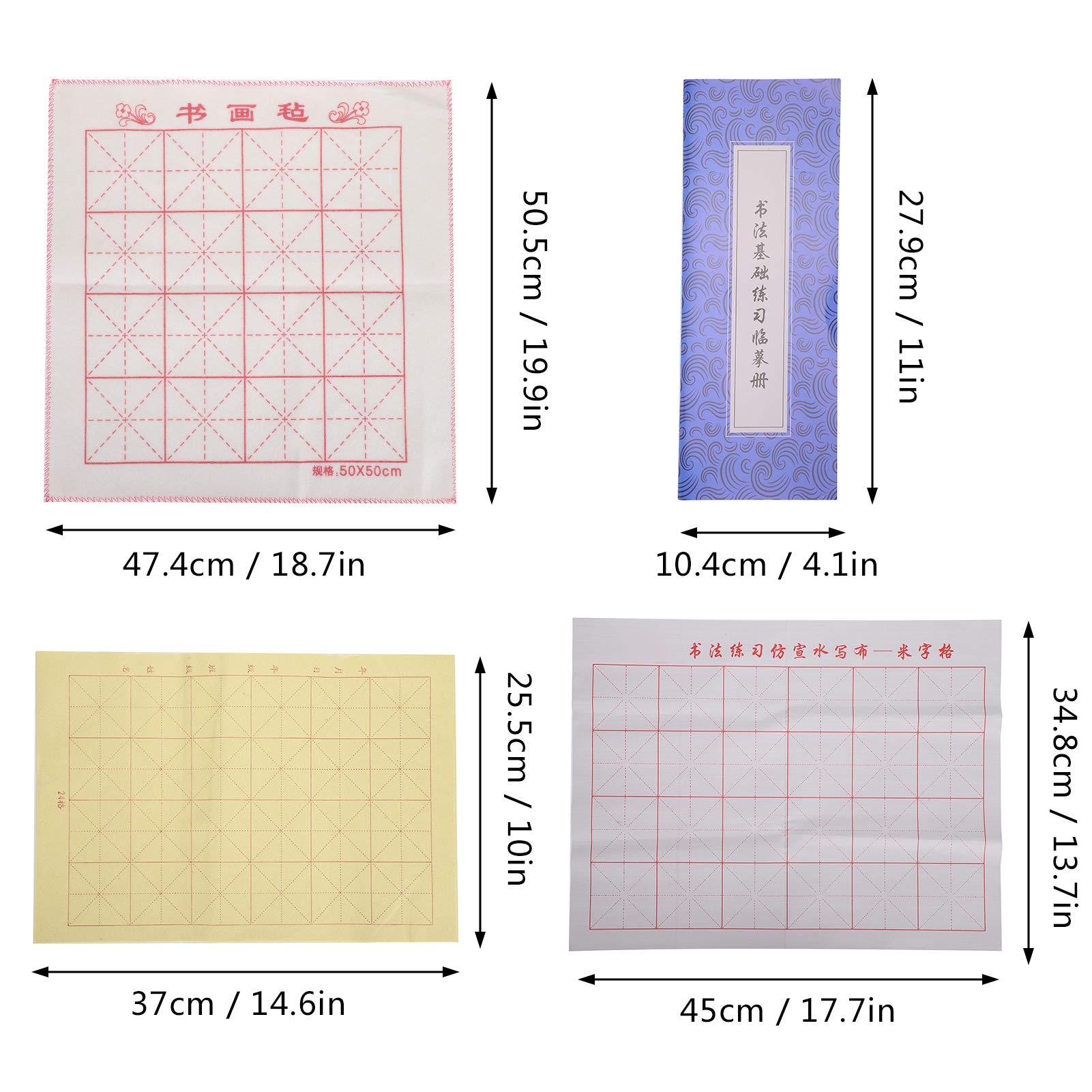 Set di pennelli per calligrafia per principianti, setole morbide, uso versatile, carta di bambù, materiali durevoli, tampone di inchiostro con colori vivaci