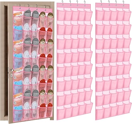 Miniatura 11 de Windyun Paquete de 2 40 organizadores de zapatos para colgar sobre la puerta, con bolsillo de malla grande, para armario, antideslizante detrás de
