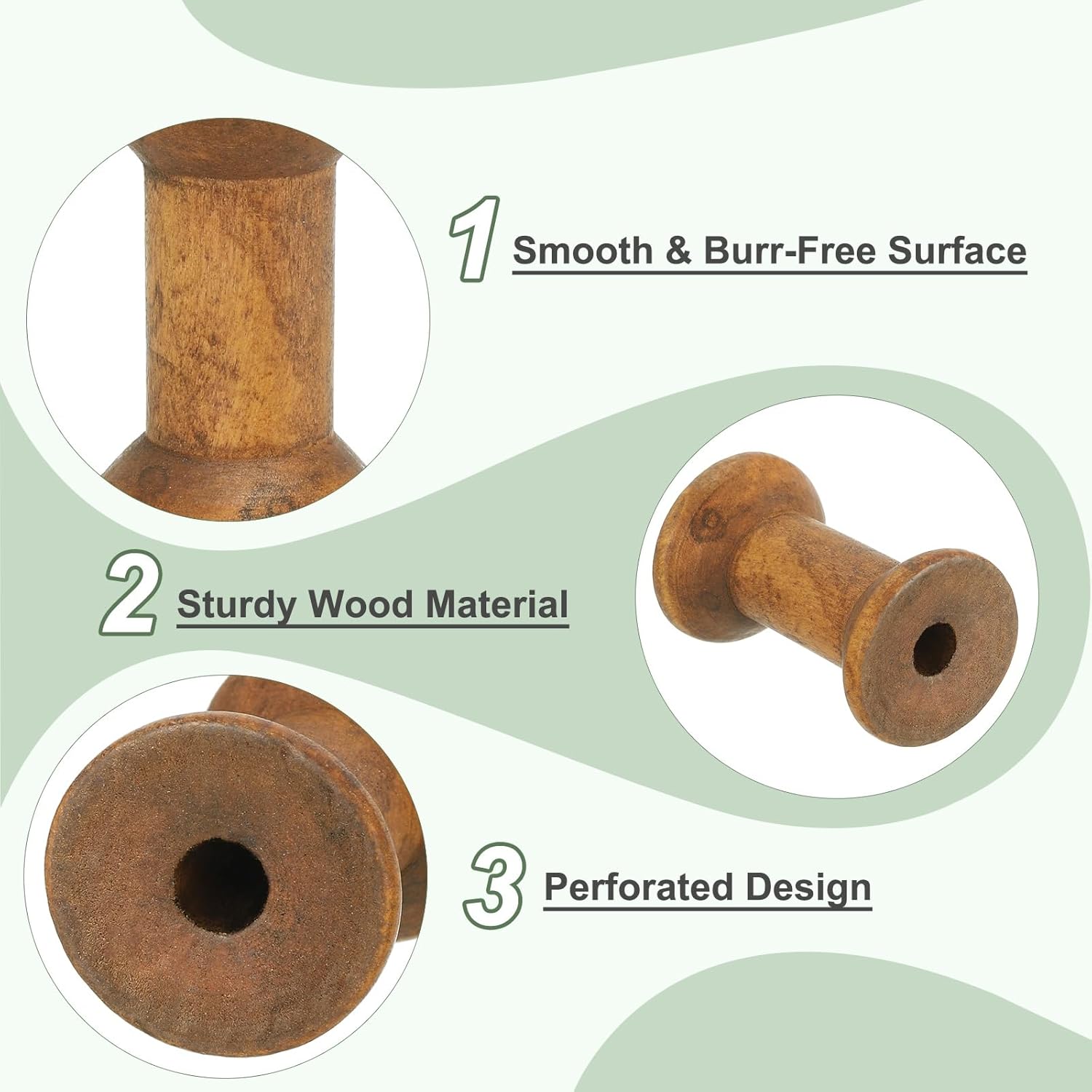 YELARXI Wooden Empty Spools Unfinished Wood Thread Spools, 2"x1.2" Fit for Embroidery and Sewing Machines Crafts Wire Weaving Bobbins (50Pcs, Brown)