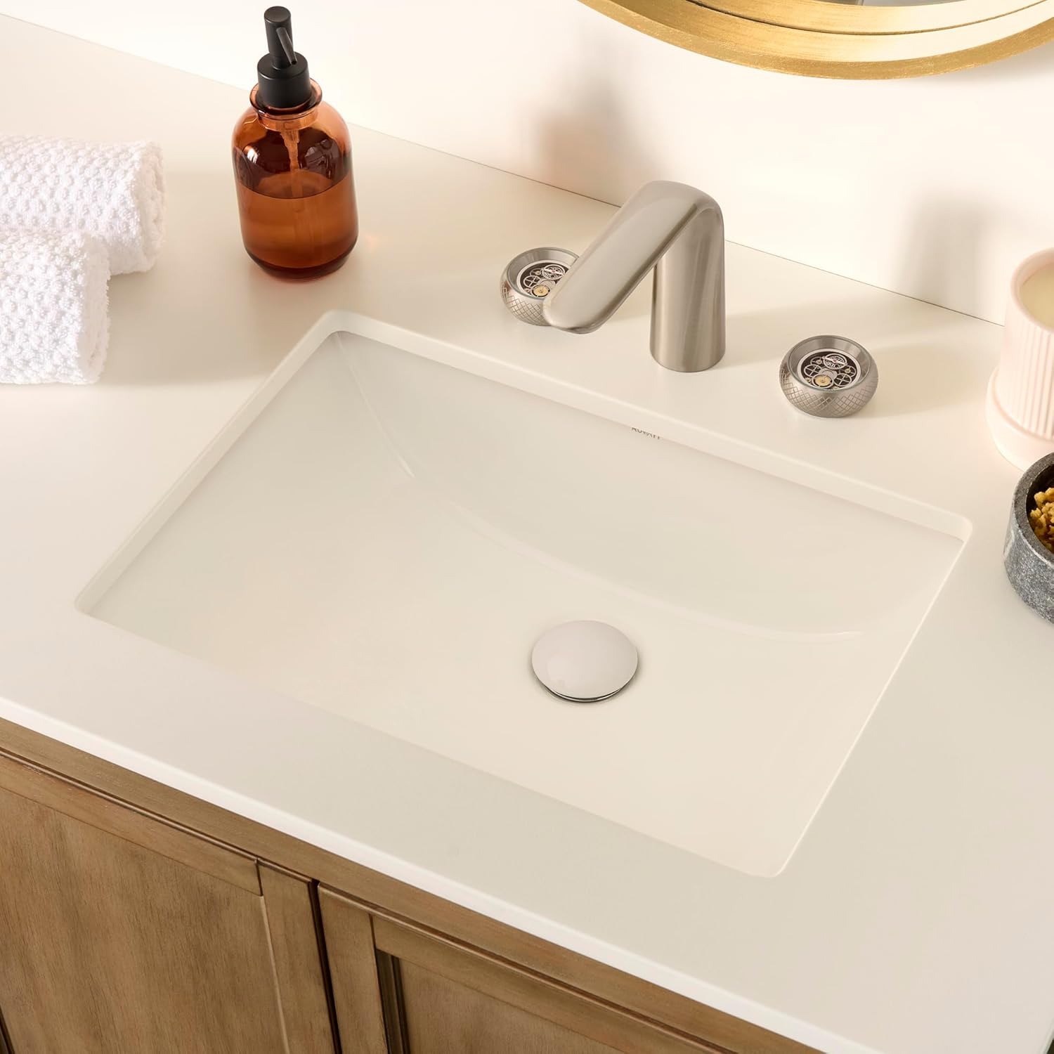 Ruvati 16 x 11-3/4 inch Undermount Bathroom Sink - White Rectangular Porcelain Ceramic with Overflow - Small Bathroom Sink for Vanity - Durable Bath Sinks - Ideal Bathroom Sinks - RVB0718