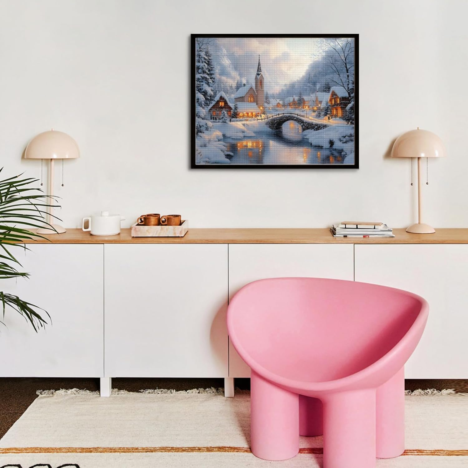 CVURMFH Beautiful Christmas Snow Scene Diamond Art Kits for Adults,DIY 5D Square Fall Diamond Painting Kits for Christmas,Winter Paint by Diamonds Art Gem Crystal Art Easy 16x20 Inch