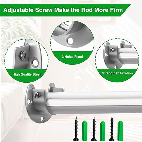 Miniatura 3 de Soporte de barra de armario resistente, paquete de 2 enchufes de brida en forma de U de acero inoxidable para varillas de 1-12 pulgadas, soportes de