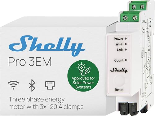 Shelly Pro 3EM 120A V2 – DIN Rail 3-Phase Smart Energy Me…