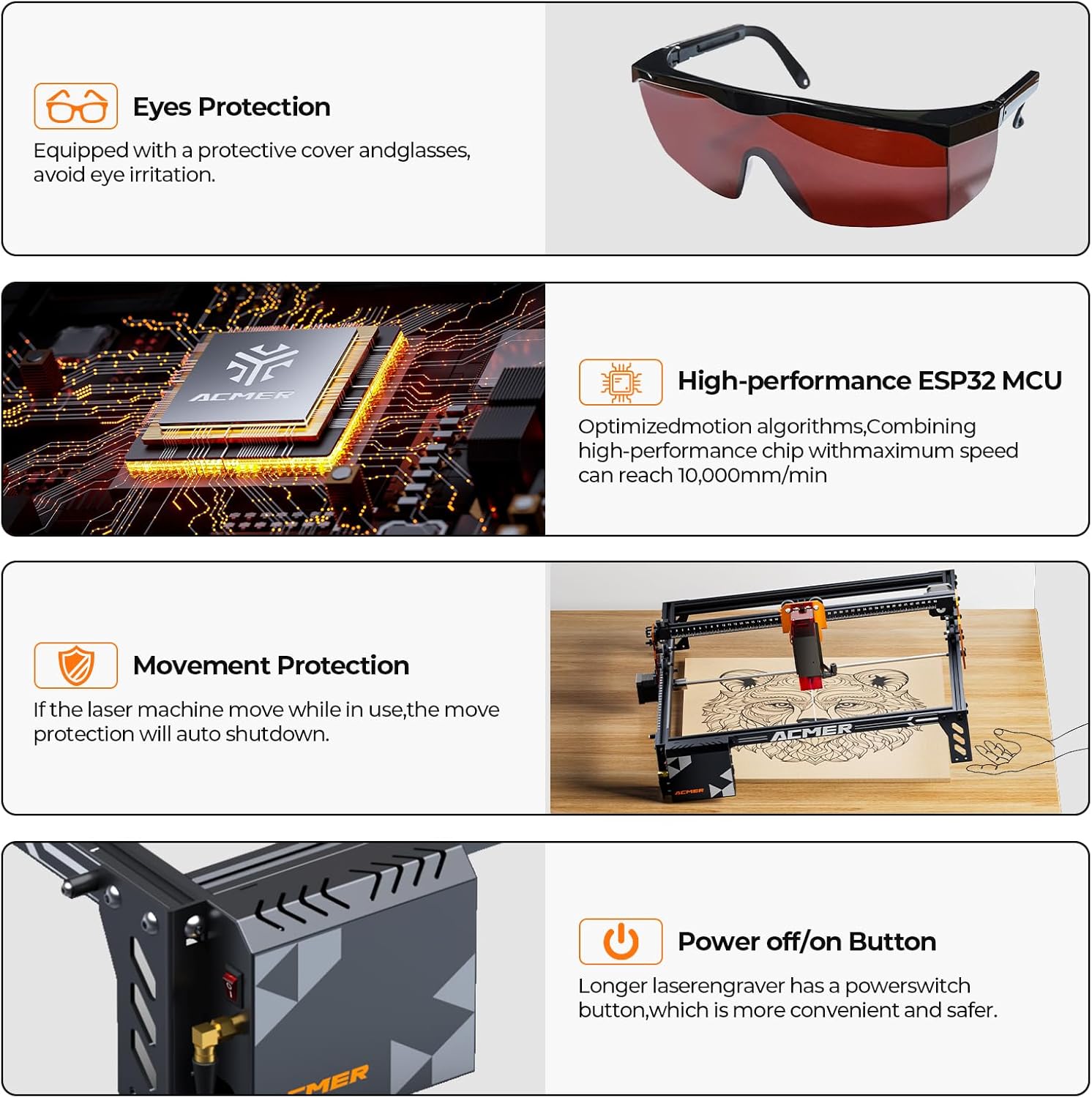 Laser Engraver Machine, P1 S Pro 10W(10000mW) Cutting Machine 380x370mm Large Area, WiFi Control, Engraves Wood Acrylic Leather Glass Metal for DIY, Crafts & for Small Business - Image 6