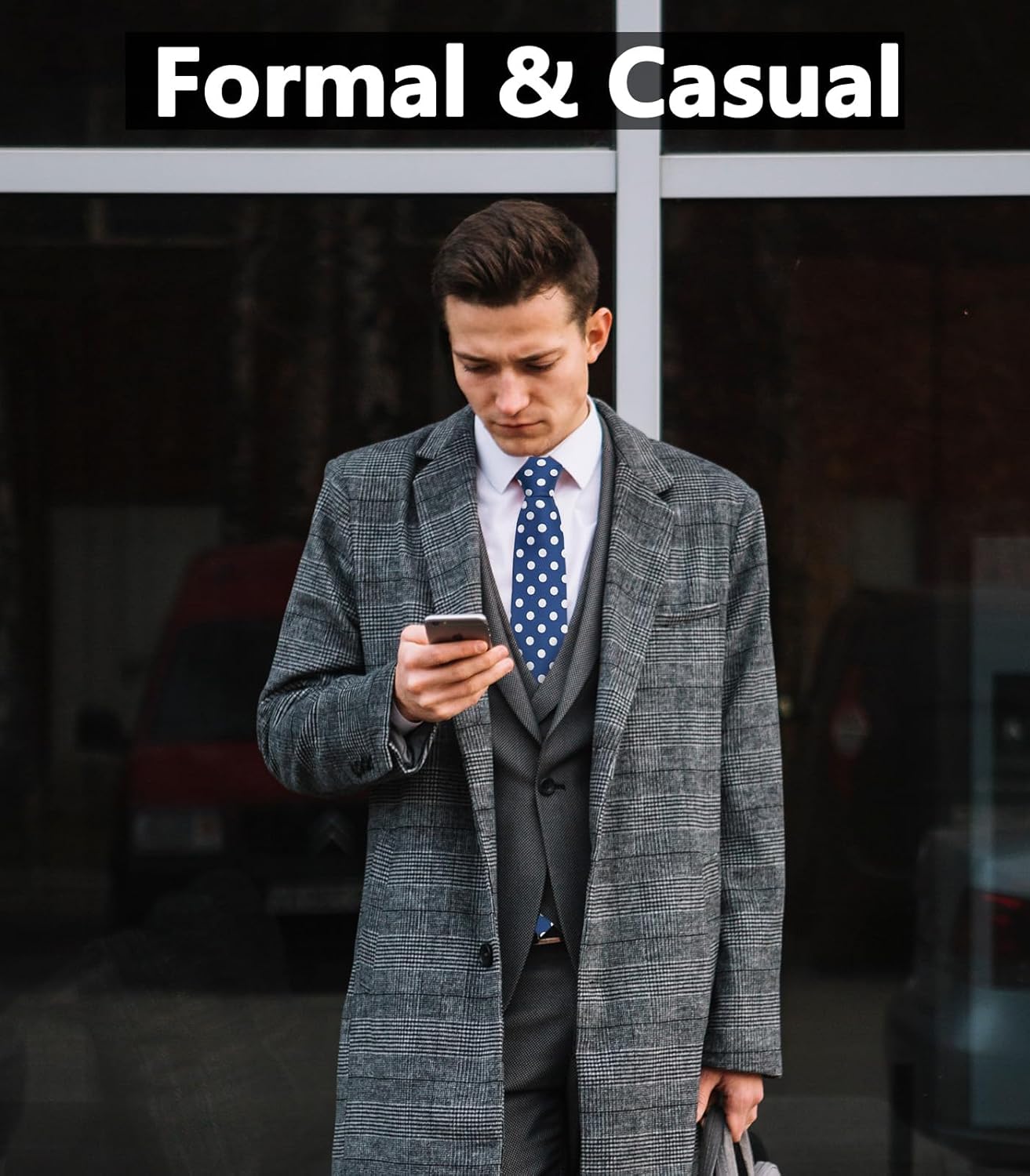 Mens Tie Polka Dot Ties for Men, Silk Mens Ties and Pocket Square Set Formal Neckties Wedding Business - Image 2