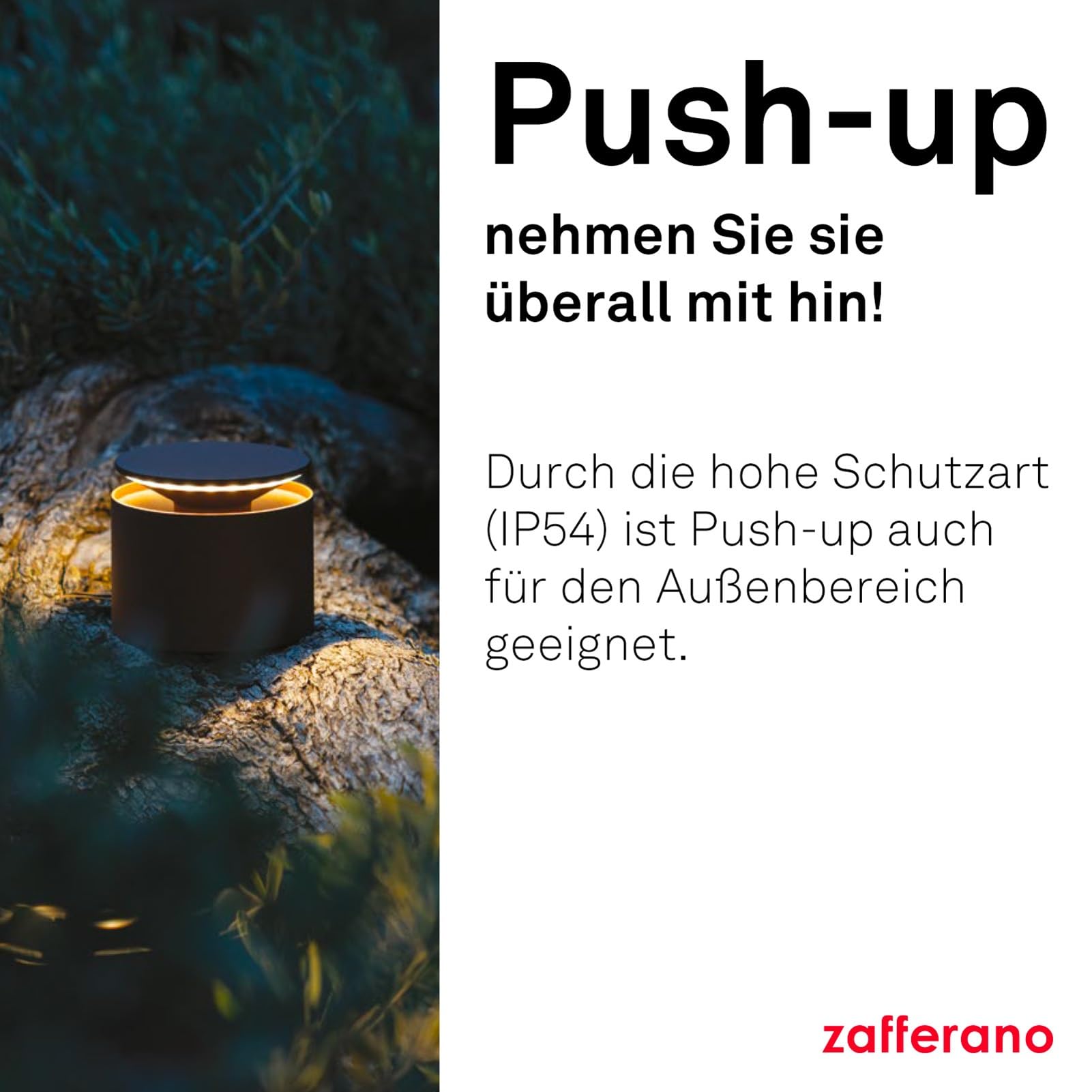 Zafferano, Push-Up Lampe, Kabellose, Wiederaufladbare Tischlampe mit Touch Control, Auch für den Außenbereich Geeignet, Dimmer, 2200-3000 K, Höhe 80-100 cm, Farbe Sand