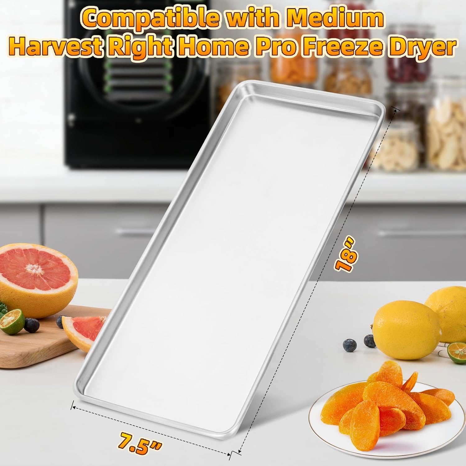 Freeze Dryer Trays, Medium Metal Trays Compatible with Harvest Right Home Pro Freeze Dryer(5 Pcs) + 16 Tray Stackers Included