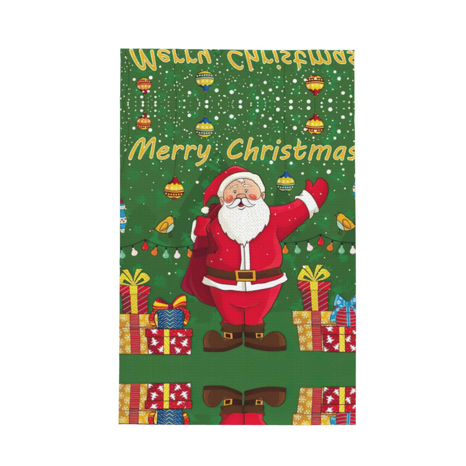 XXahnbm Xmas Santa Claus Print Waffle Kitchen Towel,Absorbent Hand Towel