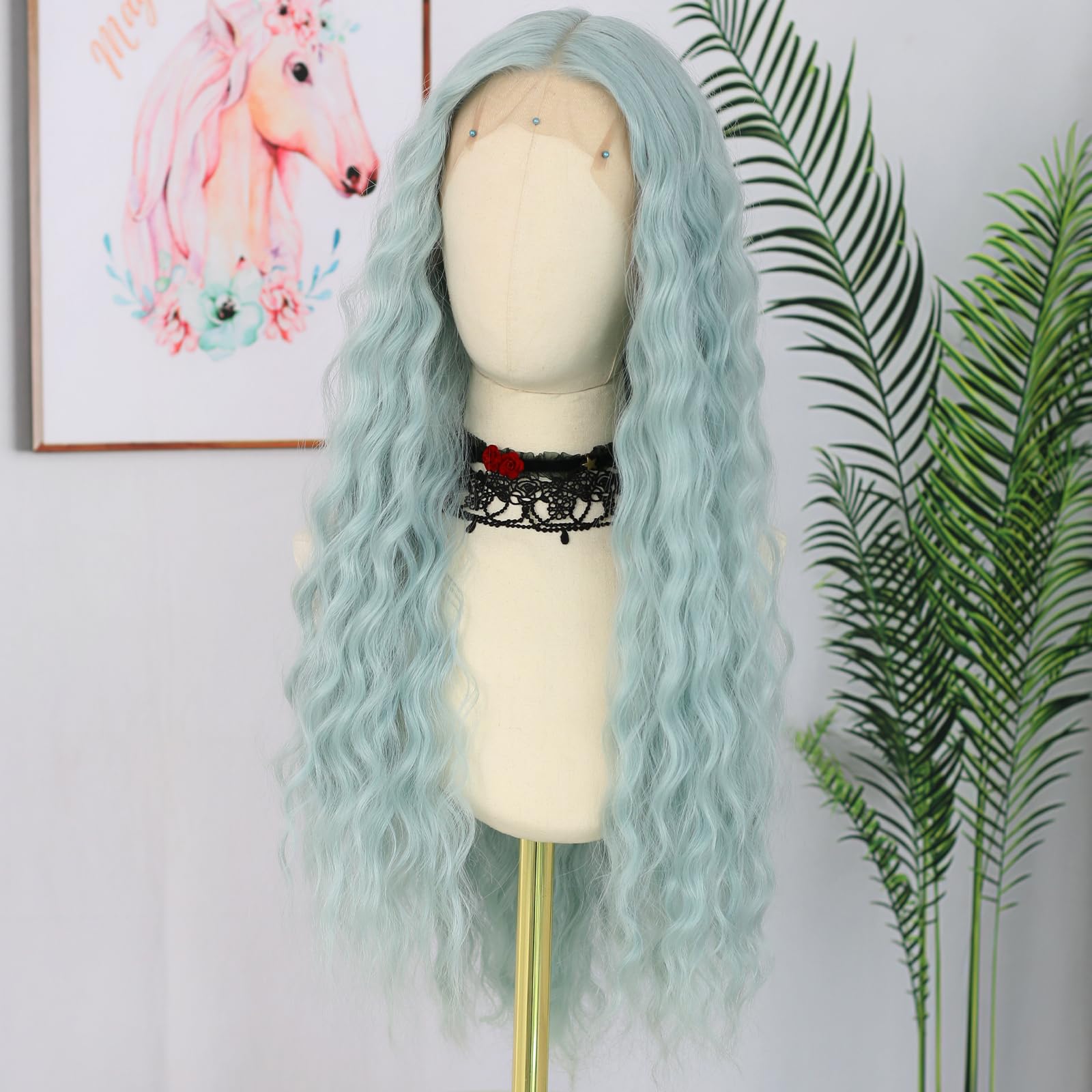 Light Green Mint Lace Front Wig S19f907f4efbc4d97b75003bd6bbec  main image 4