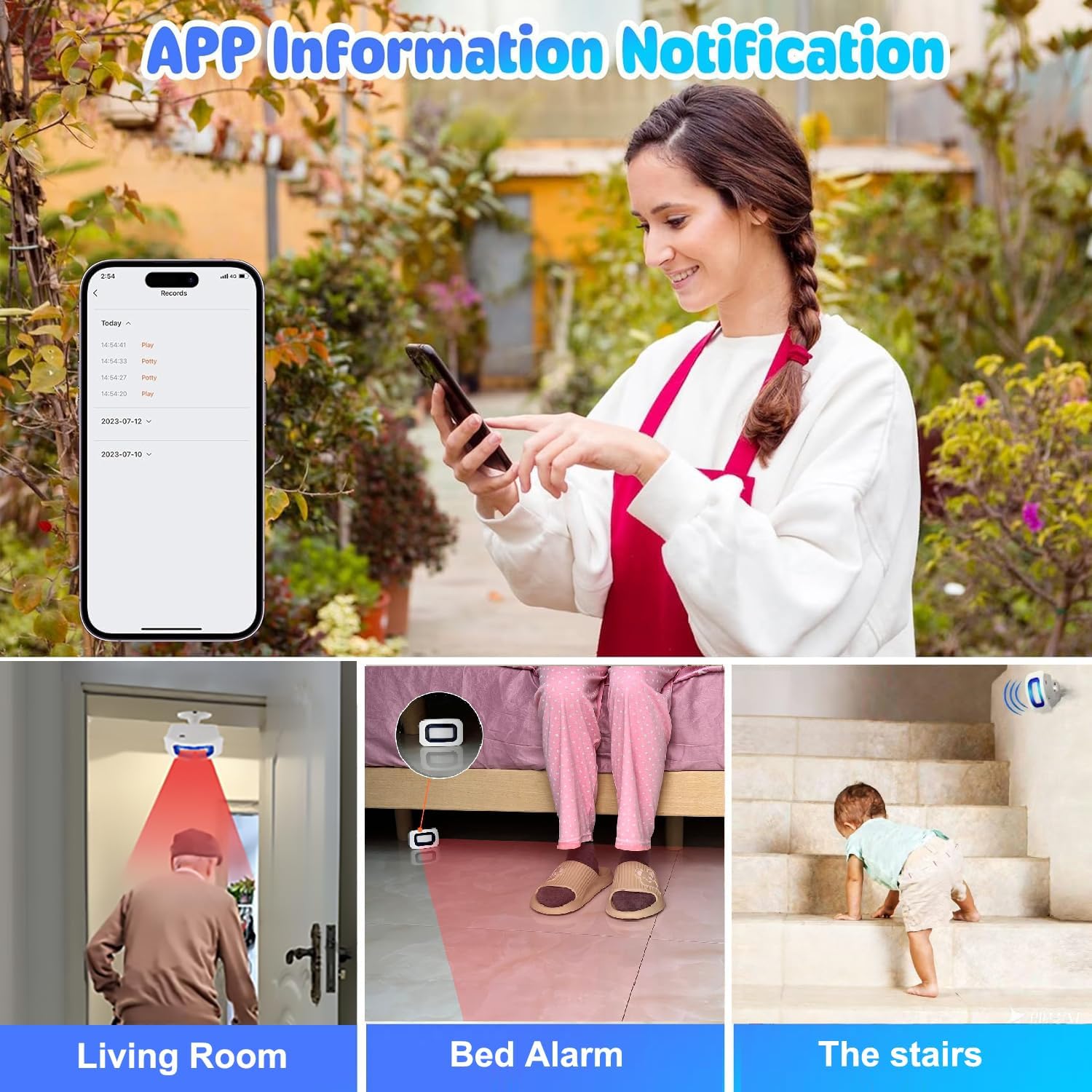 WiFi Smart Bed Sensor Alarm and Fall Prevention for Elderly/Adults/Seniors, Dementia,Wireless Caregiver Motion Sensor Alarm with App (only Supports 2.4GHz WiFi) 3 71pIwFdcefL. AC SL1500