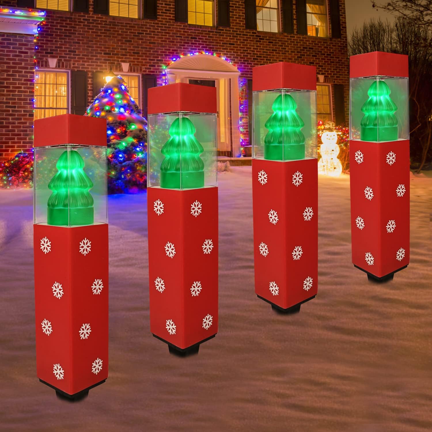 FANOAULEA Christmas Solar Pathway Lights Outdoor, 4 Pack