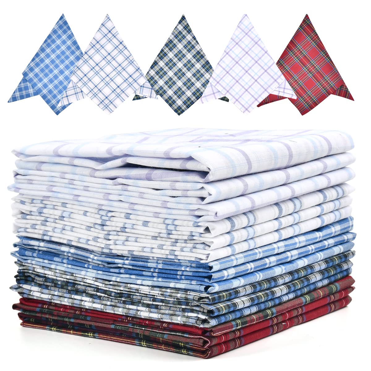 Mens Handkerchiefs Cotton Large 15PCS Men's Handkerchiefs UK Men's Hankies Multipack Pocket Squares Mens Cotton Handkerchief UK Pocket Handkerchief Gents Hankies Men Hankie s Large Cotton 40x40cm