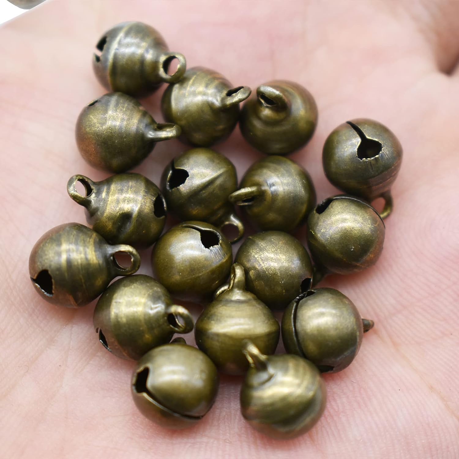 Cascabeles de Bronce Antiguo 12mm Campanas de Metal para Decoración Navideña y Collares Antipérdida Mascotas