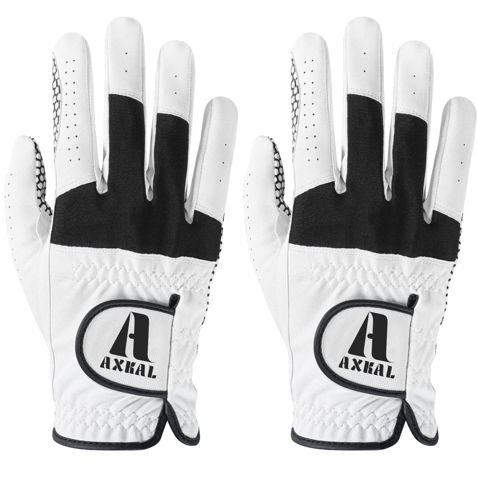 AXKAL Golf Gloves Men Extra Grip Anti Slip 2 Pack/ 1 Pair, Left Right Hand Golf Gloves All-Weather Breathable with Durability Material Sizes S M ML L XL (M, Right)