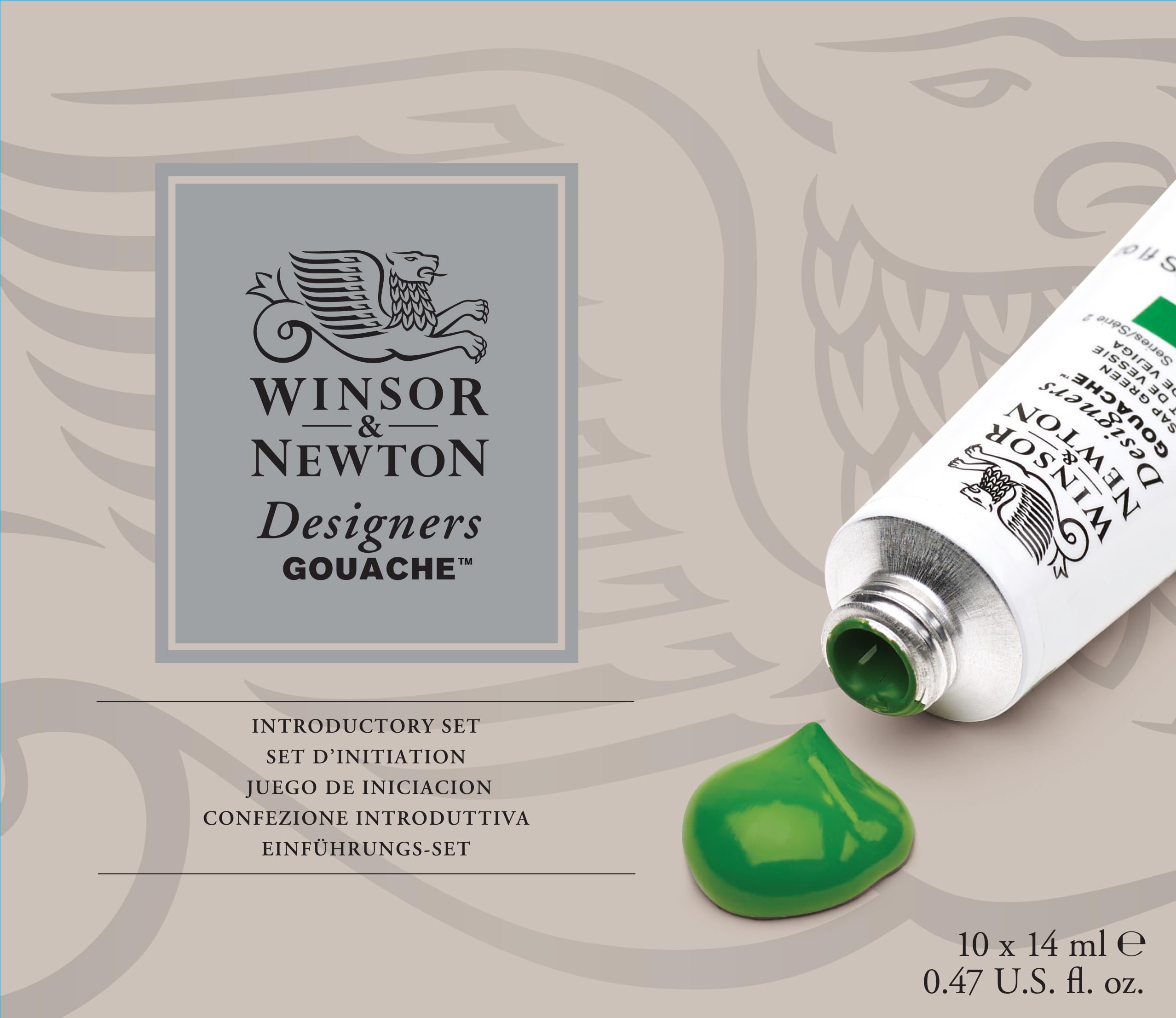 Winsor & Newton Designers Gouache- Set de Iniciación gouache profesional de 10 tubos de 14ml, colores surtidos, para diseño, ilustración, artes gráficas