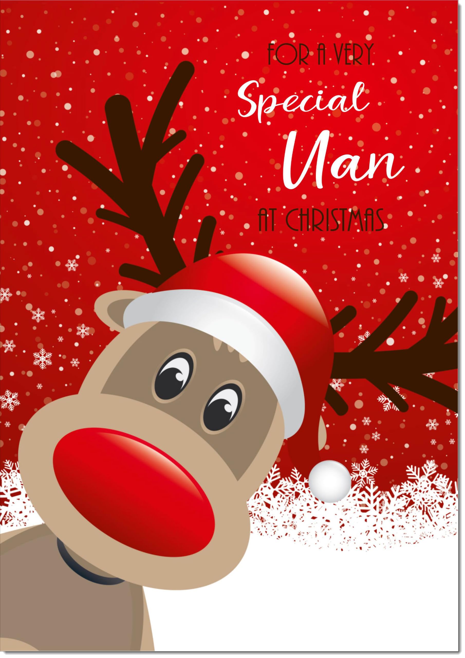 doodlecards Nan Christmas Card Rudolph in Snow Large A4 Size Christmas Card for Nan with Plain Envelope — image 1