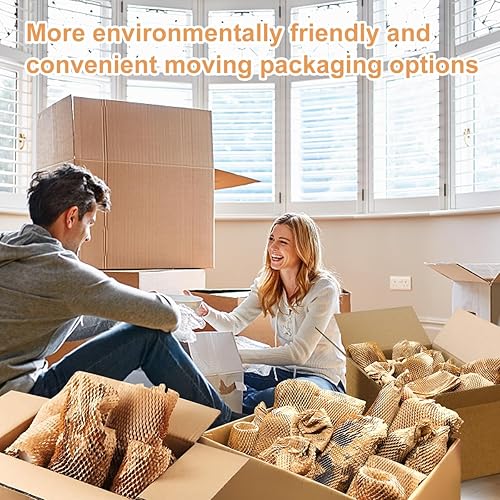 Miniatura 7 de YIJUHOU Envoltura de papel de embalaje de nido de abeja 15 "x200 'Sustituto de papel de embalaje alternativa al envoltorio de burbujas para envíos