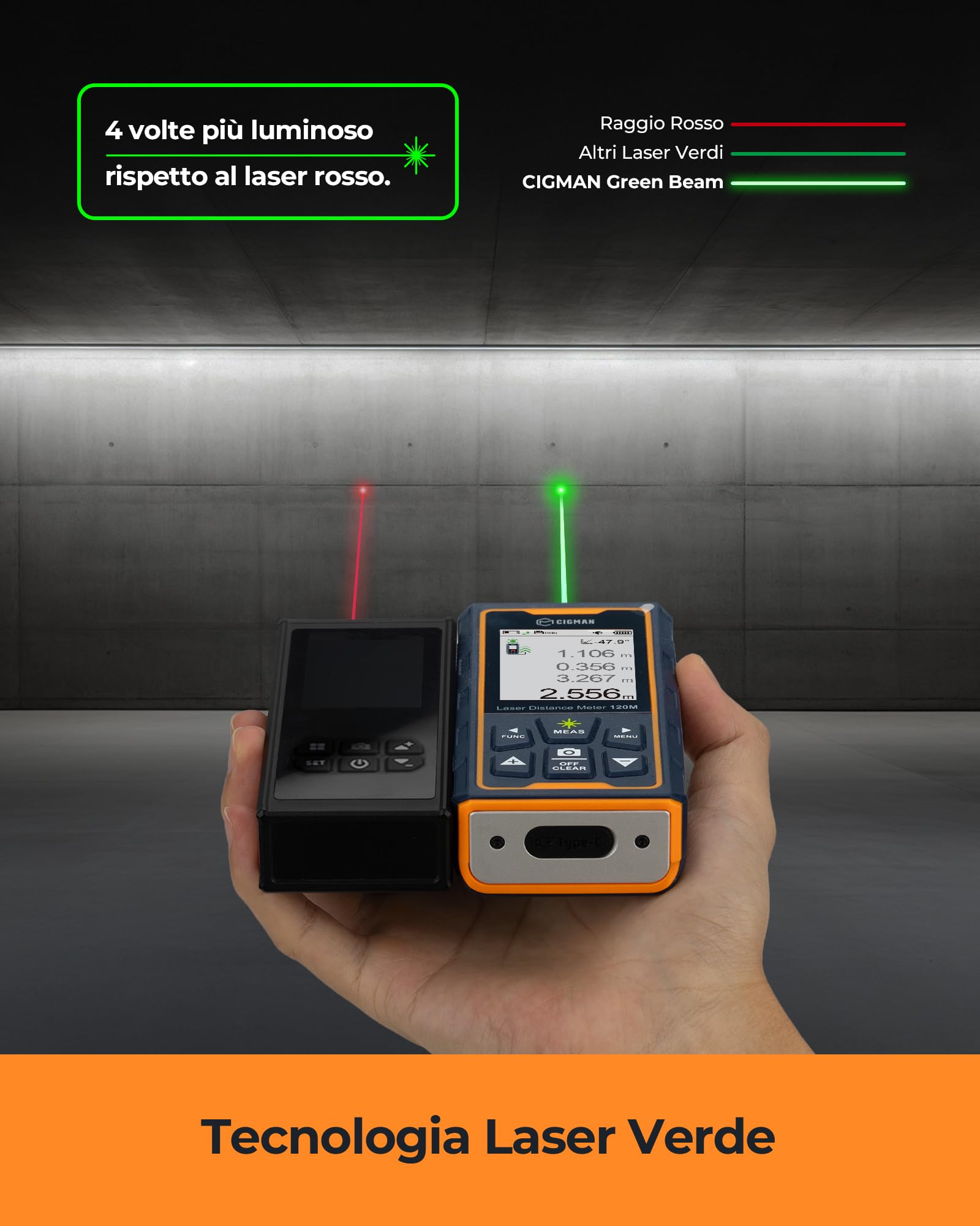 Distanziometro Laser CIGMAN CD60R - 120m, Display IPS, Misurazione Bilaterale - Foto 11