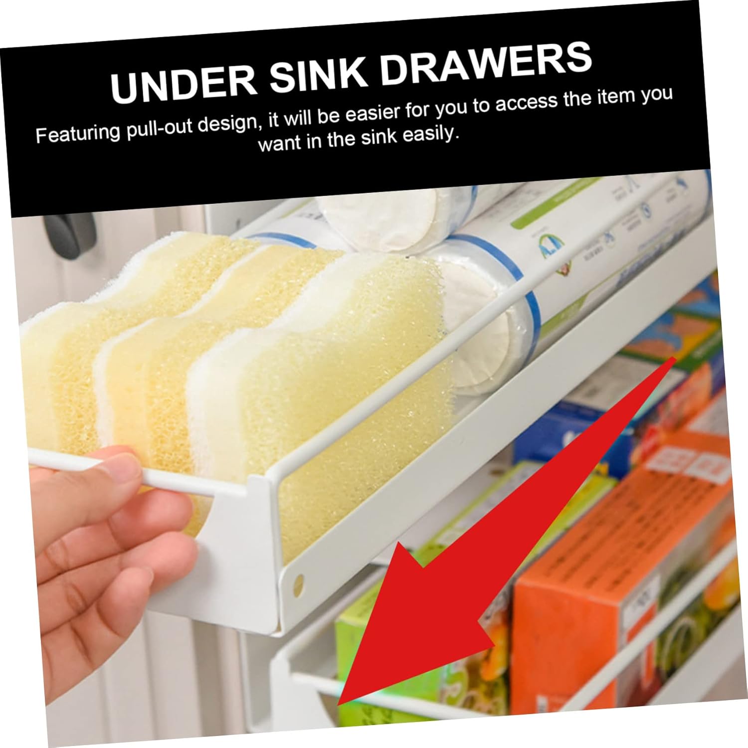 Cabilock Kitchen Storage Rack under Sink Organizer Sliding Sink Shelf Cabinet Organizer Storage Rack