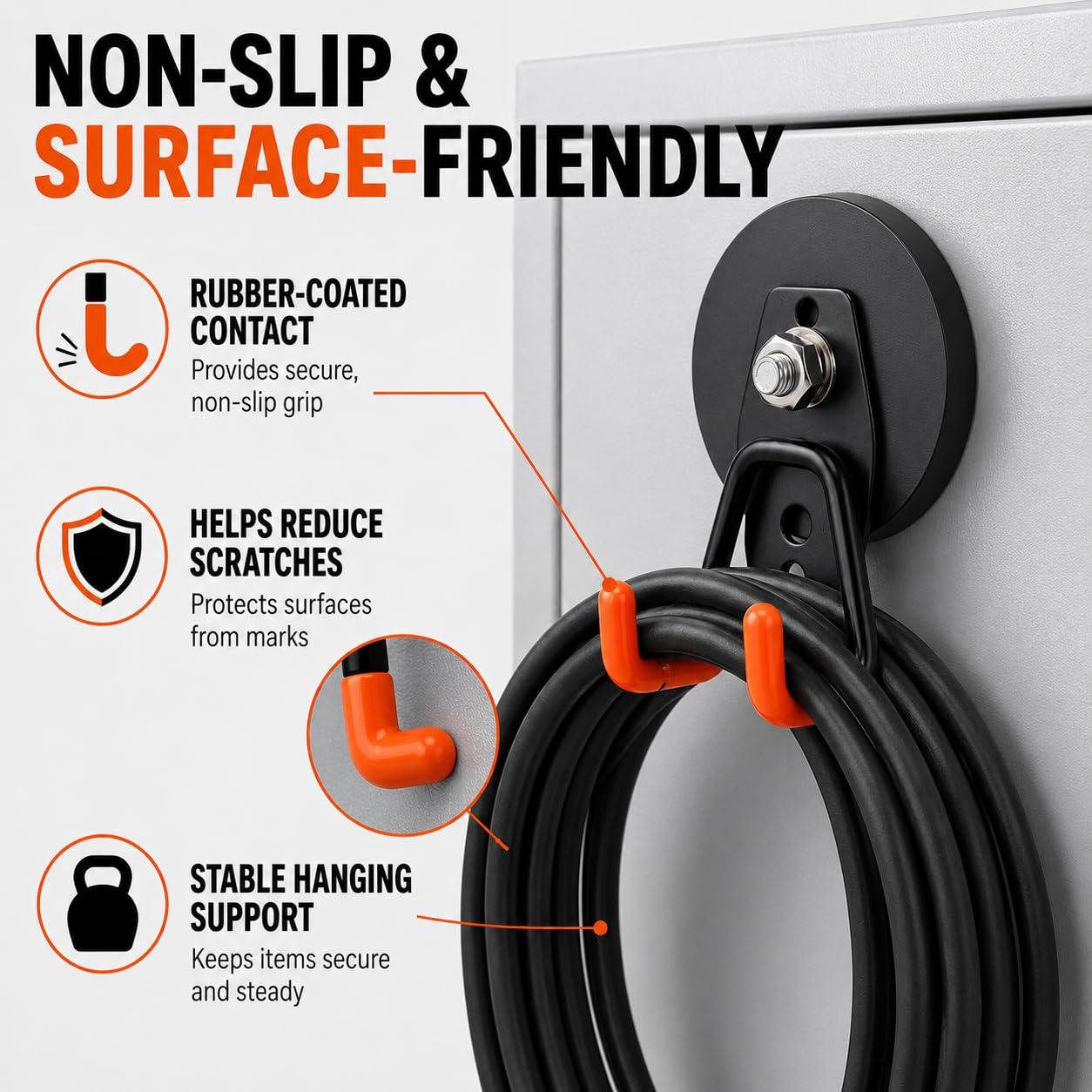 Heavy-Duty Magnetic Double-Claw Hook, Strong Utility Van organization, Double Hooks for Garage, Heavy Duty Magnetic Attachment for Hanging Tools and Organizing Equipment (4, M)