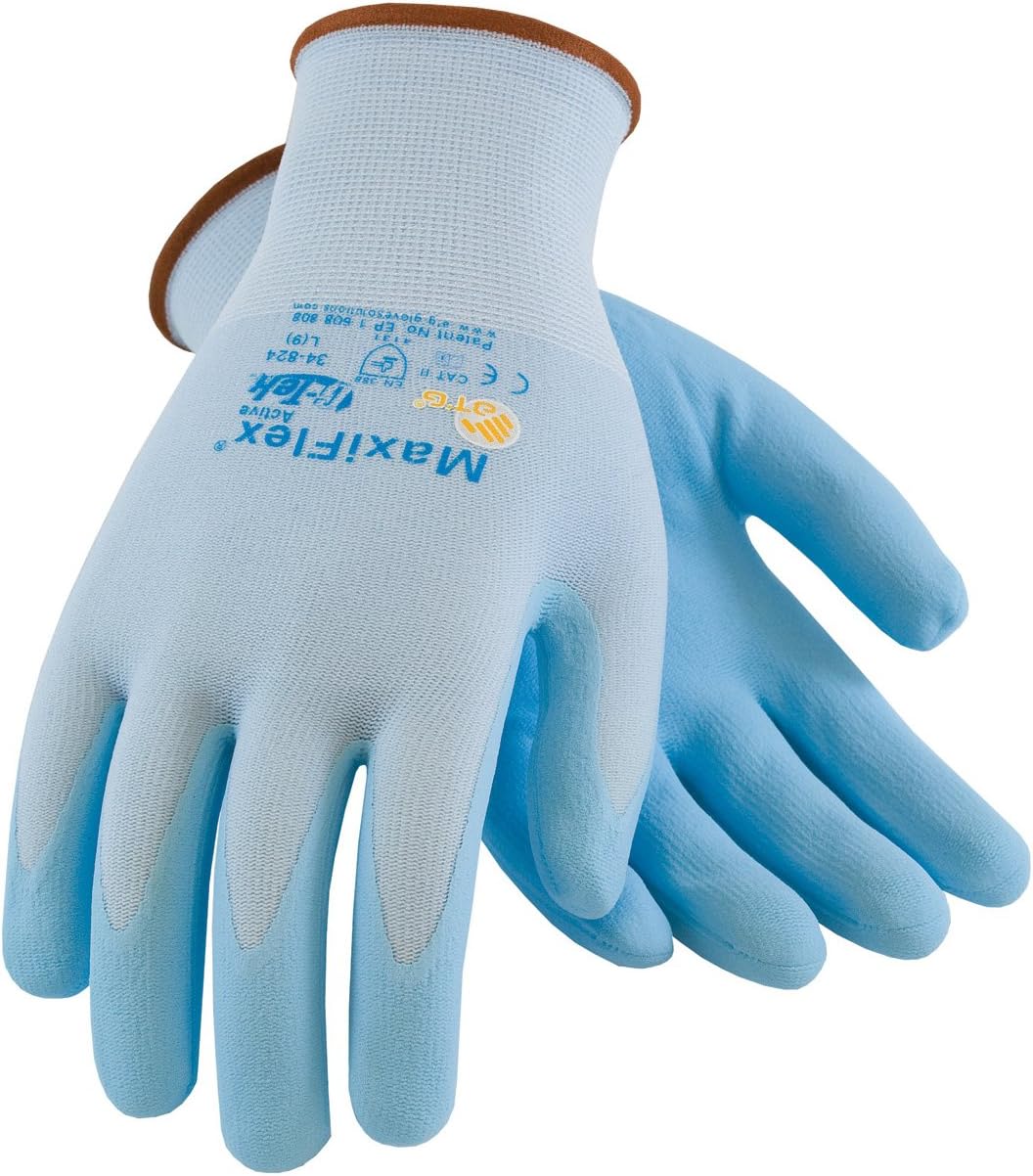 34-824/S Maxiflex Active, 15G Bl. Nylon And Elastane Shell, Bl. Foam Nitrile Light Blue
