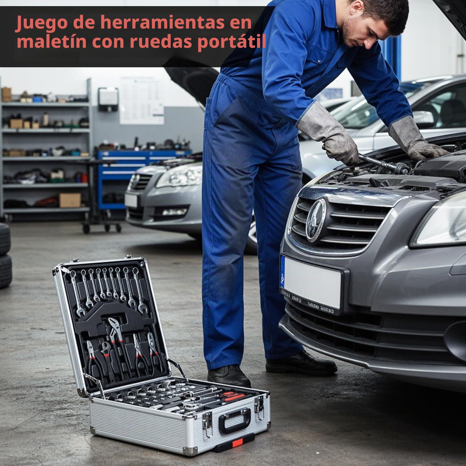 TLGREEN Maletín de Herramientas, Juego de Herramientas 799 piezas con Caja de Carrito de Aluminio, Kit de Herramientas de Reparación, Juego Completo de Caja de Herramientas para el Hogar, Automoción