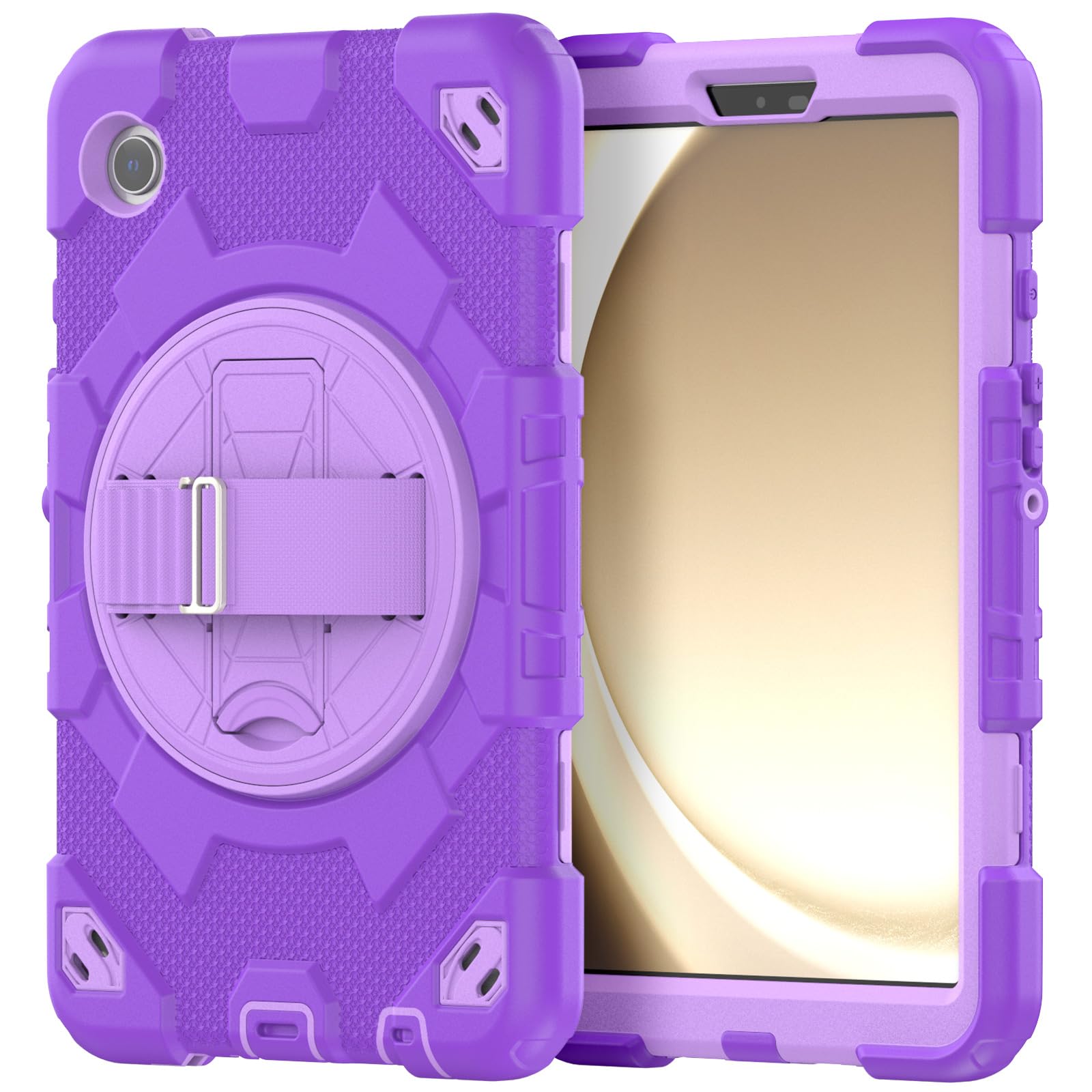 Custodia per tablet per Samsung Galaxy Tab A9 8,7" 2023, custodia antiurto in silicone resistente con portapenne, tracolla, supporto pieghevole girevole, cinturino da polso
