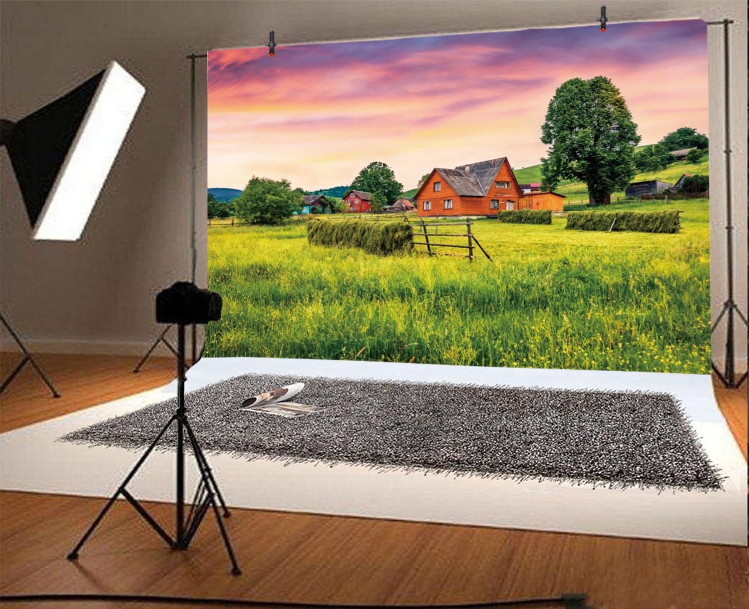 Rustikales Holzhütten-Banner-Set (3 Teile) – Stoff, 266x204 Cm – Für Wald-Party, Hochzeit, Geburtstag, Foto-Hintergrund, Indoor & Outdoor