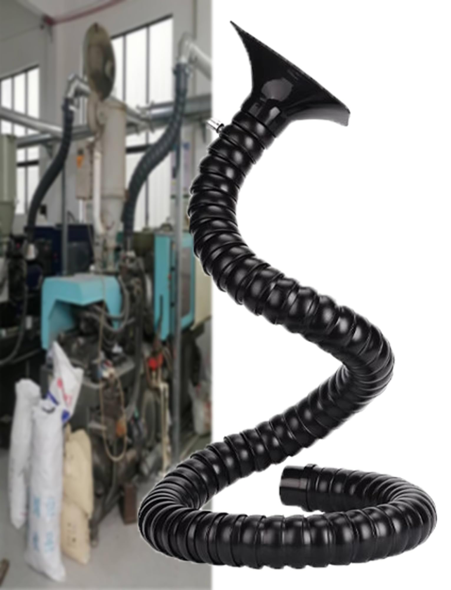 Regulowane ramię wlotowe dymu, rura ssąca dymu ze stali nierdzewnej, 80-200 cm do obróbki drewna HVAC (średnica wewnętrzna 50 mm/1,96 cala, 80 cm/31,4 cala)