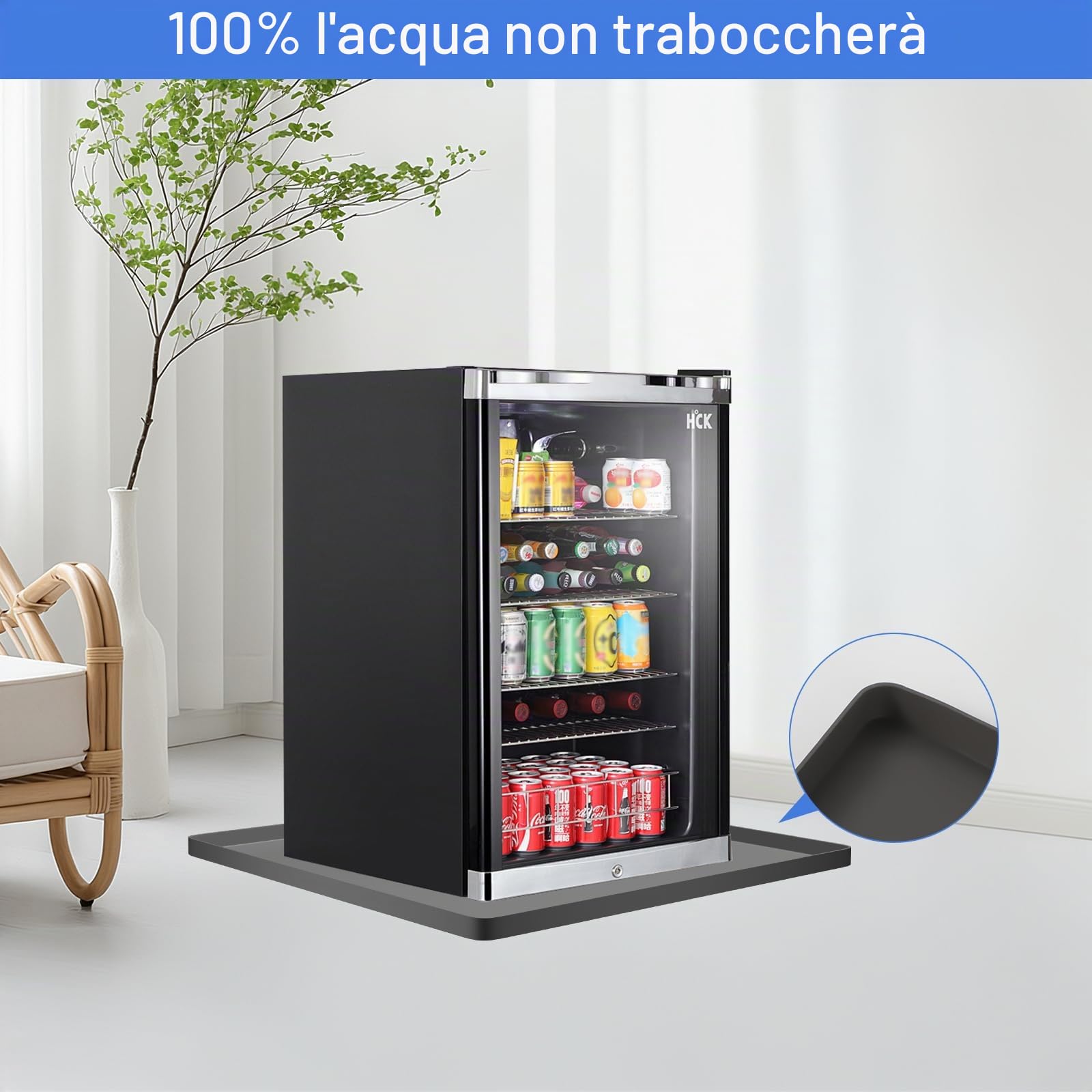 Tappetino per frigorifero, 60 x 60 cm, in silicone, antibatterico, con bordo rialzato, vassoio antigoccia, riutilizzabile, per frigorifero, lavatrice, armadietto del vino