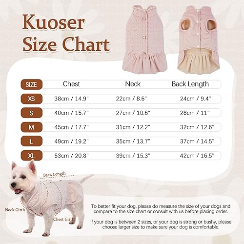 Miniatura 2 de Kuoser Abrigo para perro, ropa de invierno para cachorros, forro polar suave, chaleco para perras, resistente al viento, traje térmico para