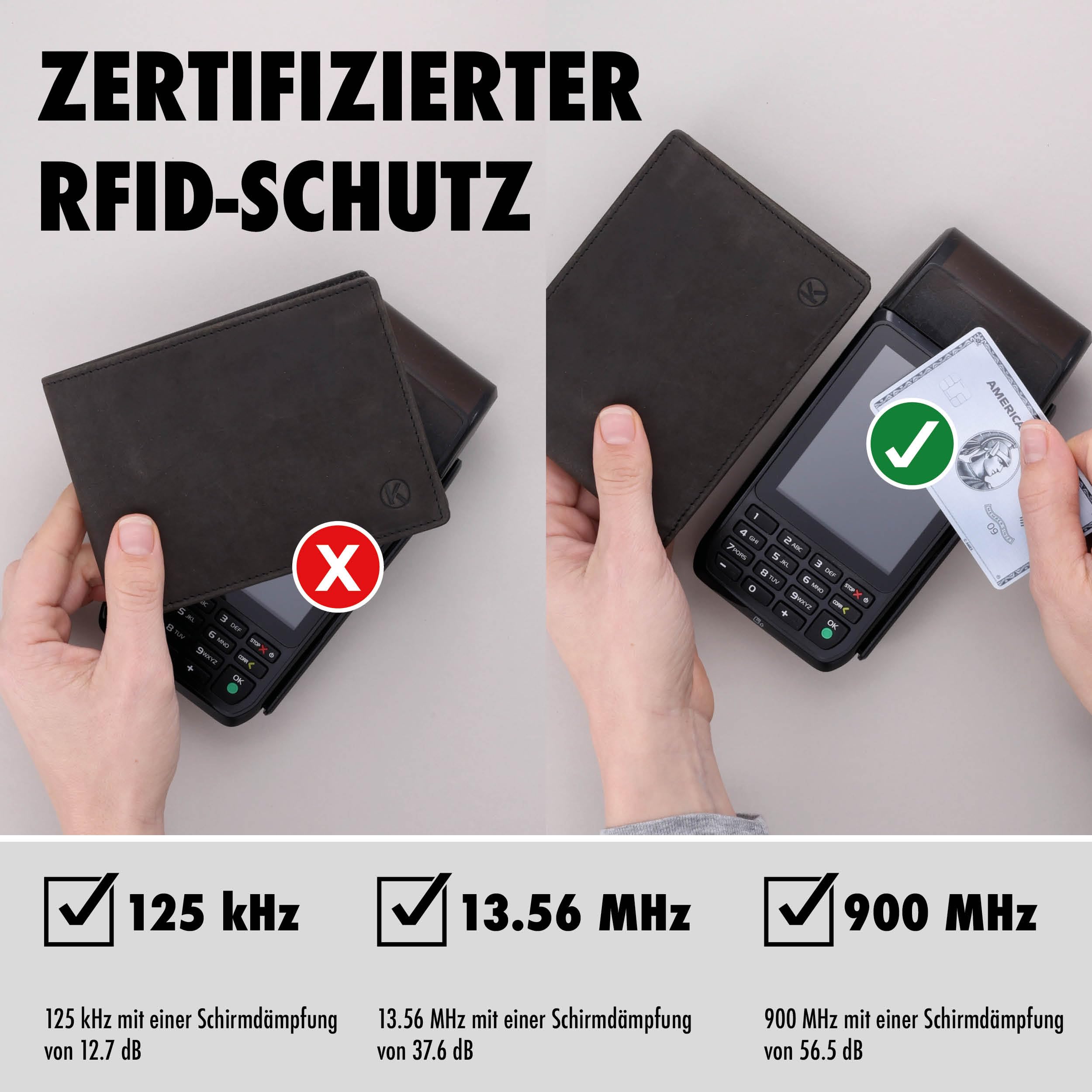 KORUTA Geldbörse Herren Leder Braun RFID Schutz Echtleder Portemonnaie Groß 13 Fächer Geldbeutel für Männer Brieftasche Wallet Schwarz