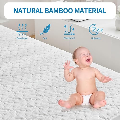 Miniatura 2 de Protector de colchón impermeable tamaño individual XL, rayón hecho de bambú, funda de colchón de cama de tela de aire 3D, protector de colchón