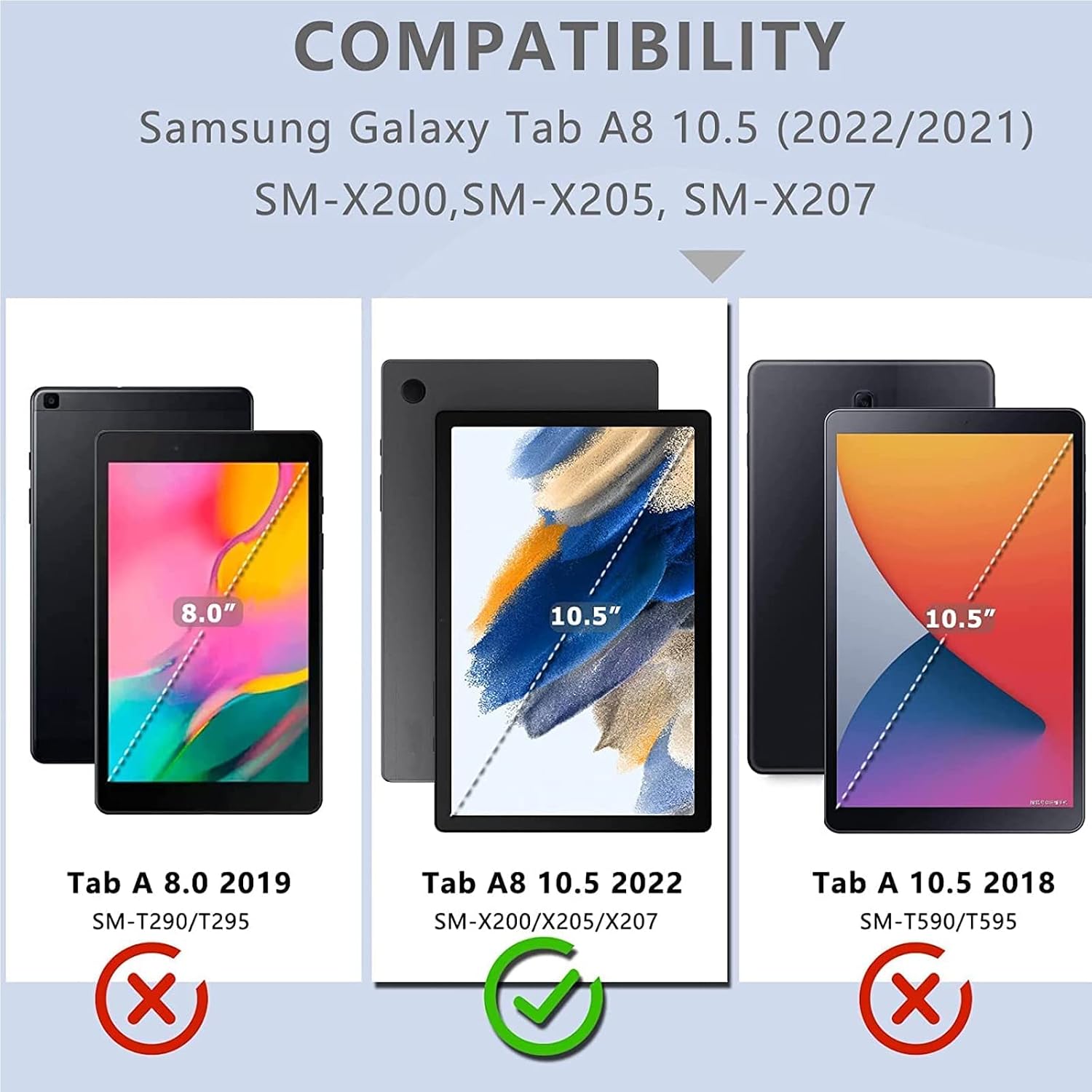 DETUOSI Shockproof Case for Samsung Tab A8 10.5" 2022, Black image 2