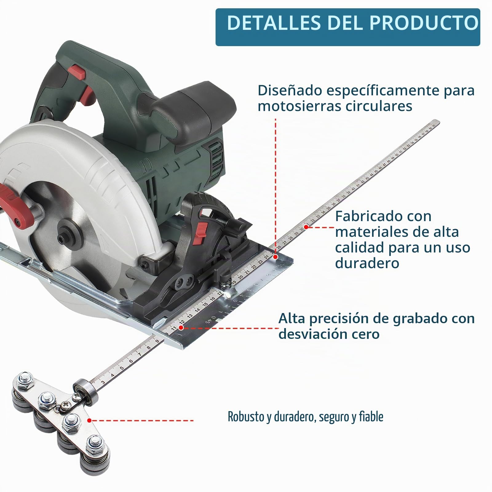 Riel de guía para sierra circular profesional para corte de precisión - Calibrador ajustable de acero inoxidable para medidas precisas de madera, herramienta de bricolaje para sierras circulares y