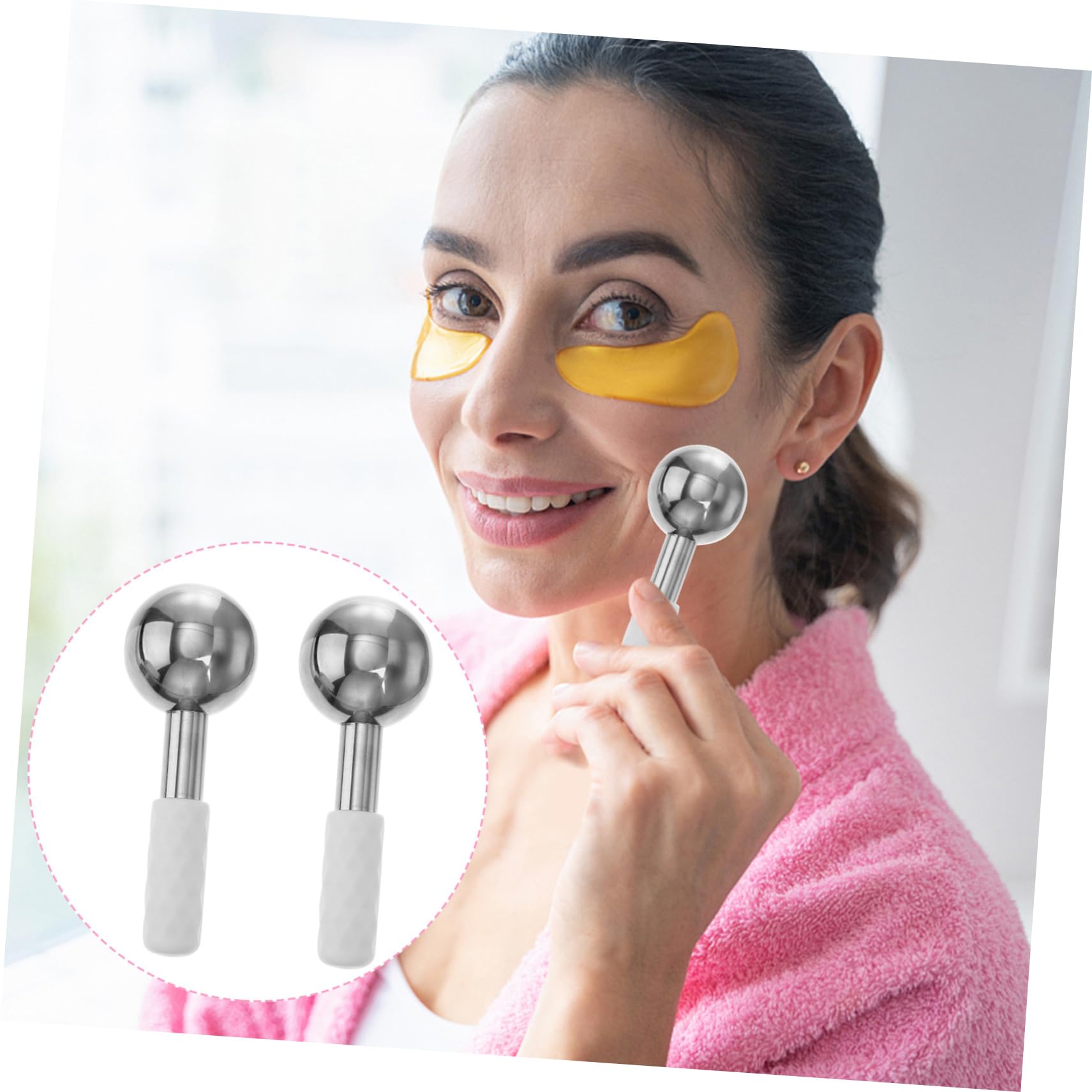 Healvian Edelstahl Eiskugel 2 Stück Gesichtsmassagegerät Kühlender Massageball Für Augen Ringe Hautstraffung Anti Aging Pflege