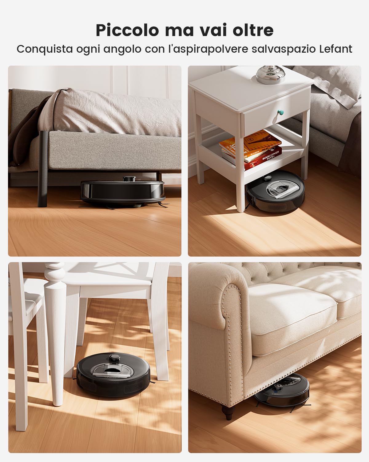 LEFANT M330Pro Robot Aspirapolvere Lavapavimenti con Mappatura, Navigazione dToF, Evitamento Ostacoli PSD, 5000Pa Aspirazione Potente, Pulizia programmata, 150min, Alexa/APP/WiFi, Zona Vietata, Nero