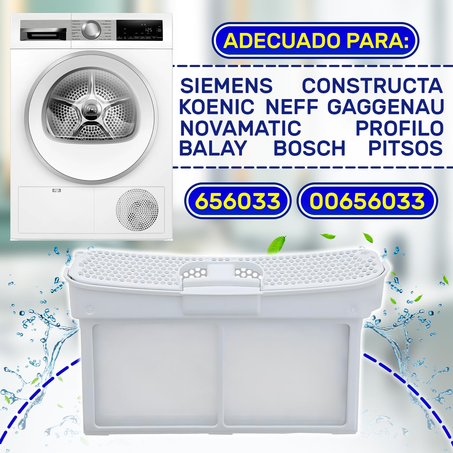 Filtro Pelusas para la Secadora 320x180x78 mm con Código Original 00656033 656033 para Siemens para Bosch para Constructa para Balay - MONTERAL