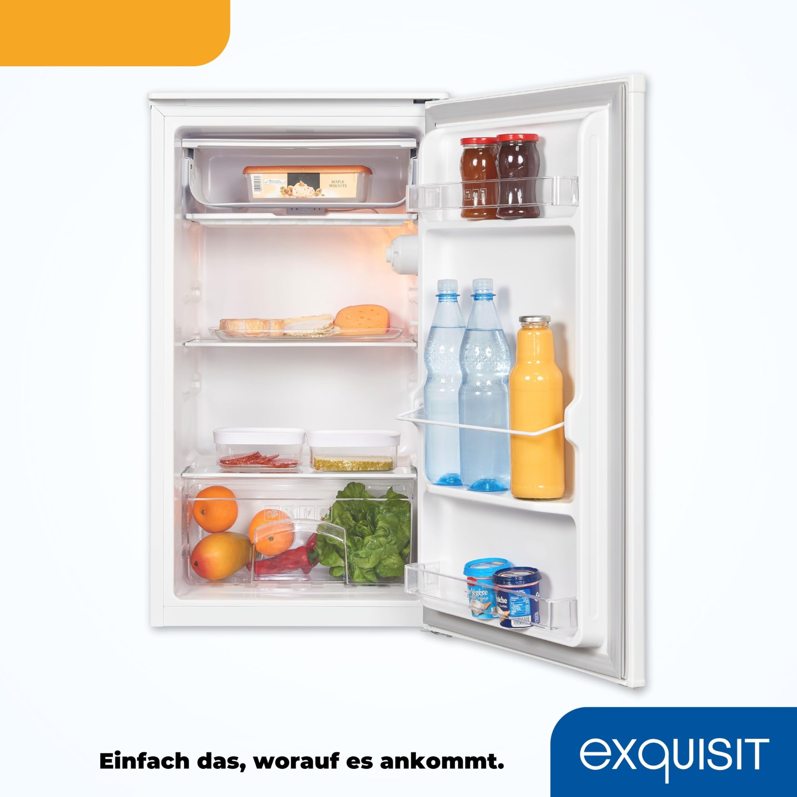 Exquisit KS116-0-041E Kühlschrank, 48cm breit, 90 L, LED-Beleuchtung, weiß