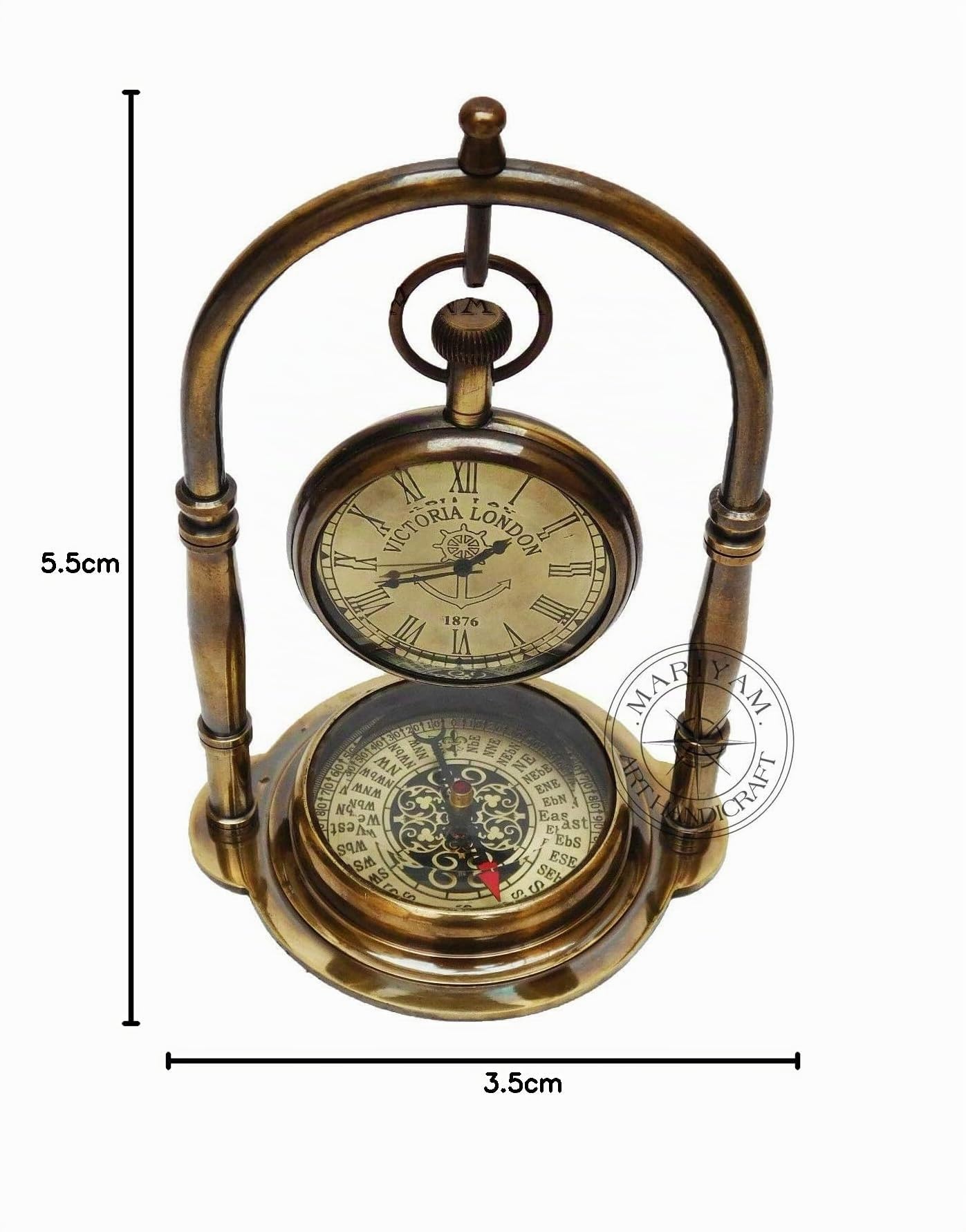 Nautische Uhr Schiff Tischuhr Messing Schreibtischuhr Maritim Messing Kompass mit Antik Victoria London Taschenuhr